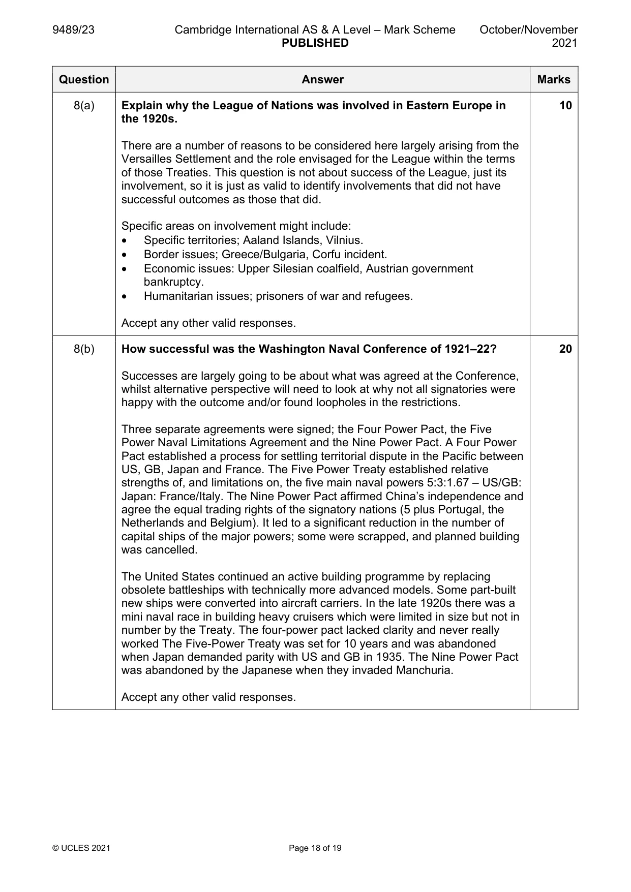 Mark scheme, page 18 of 19