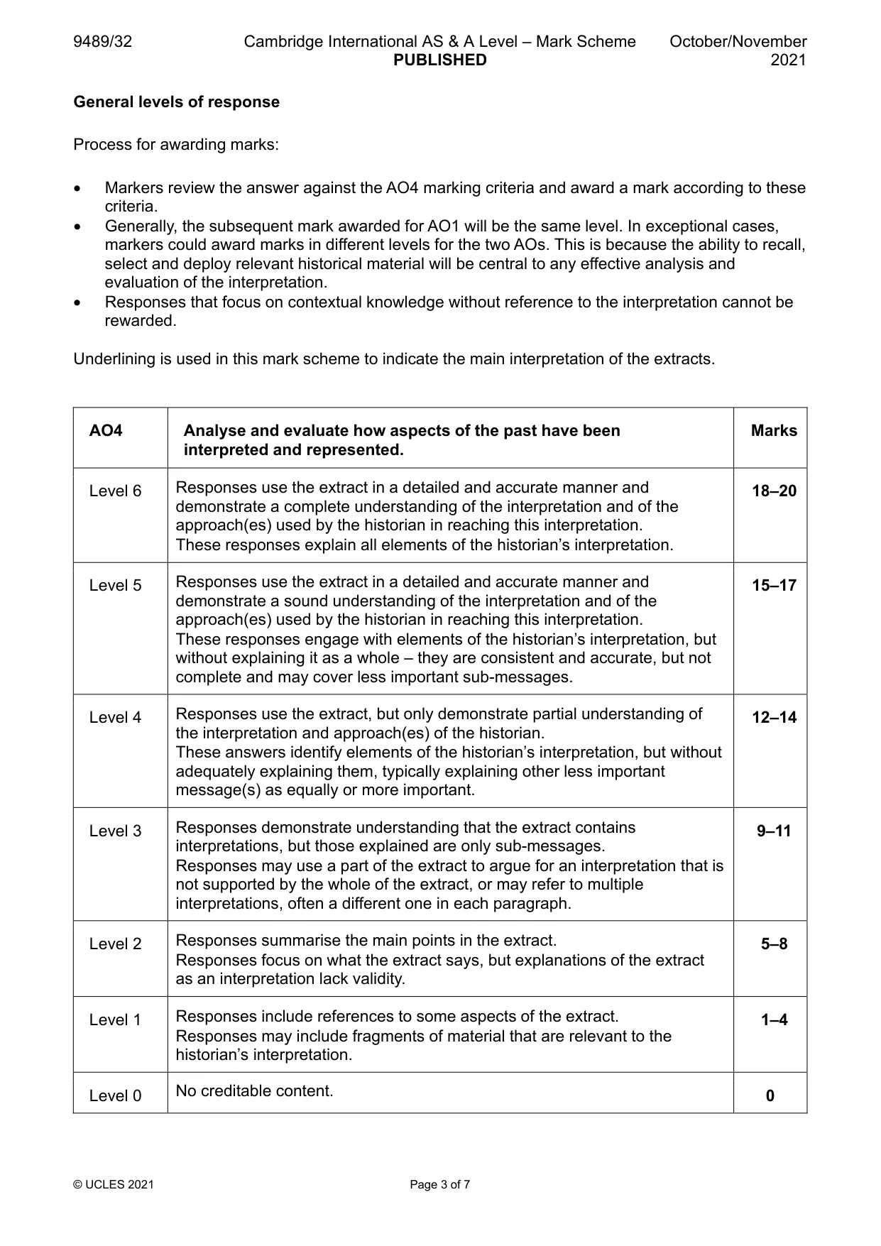 Mark scheme, page 3 of 7