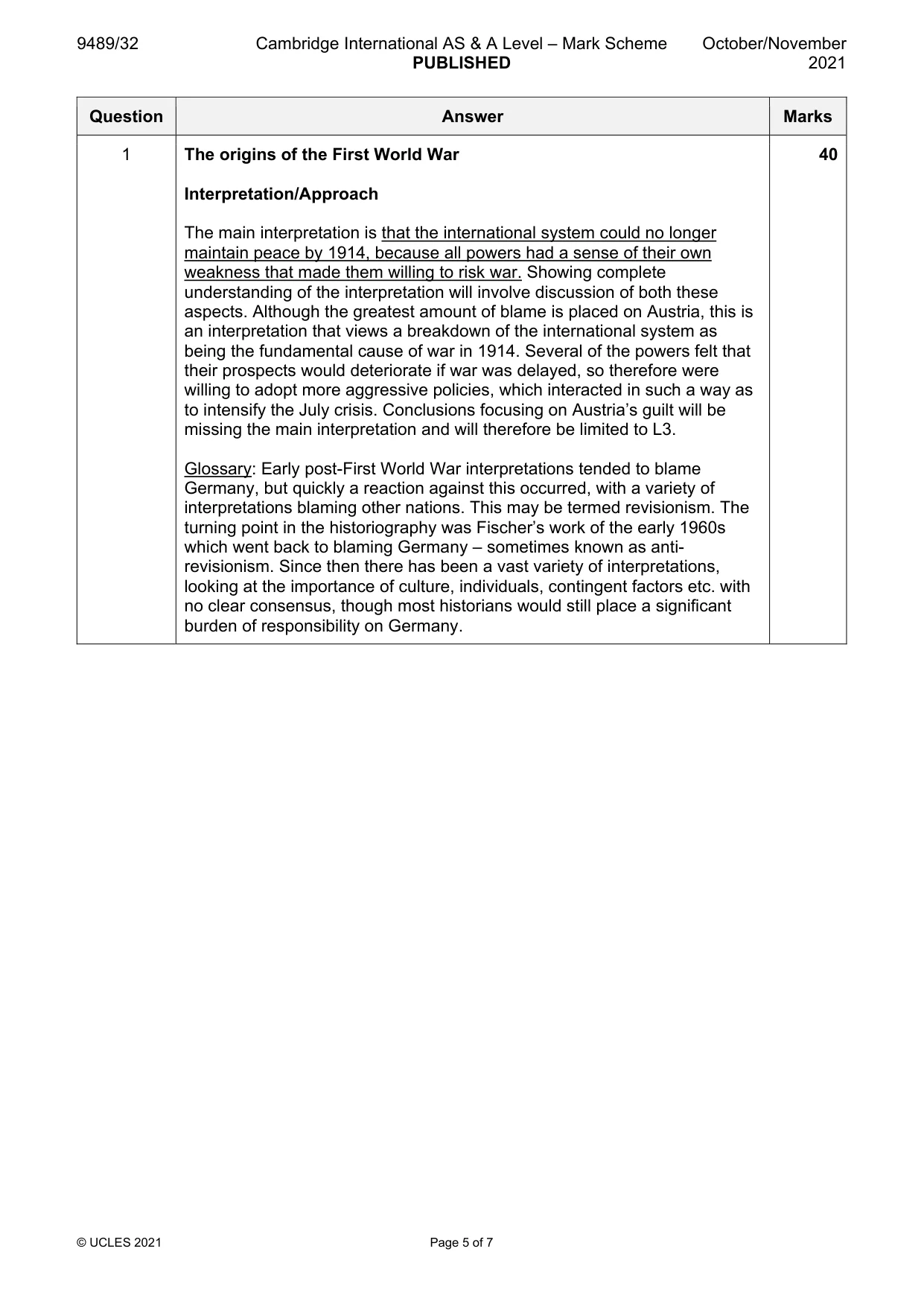 Mark scheme, page 5 of 7