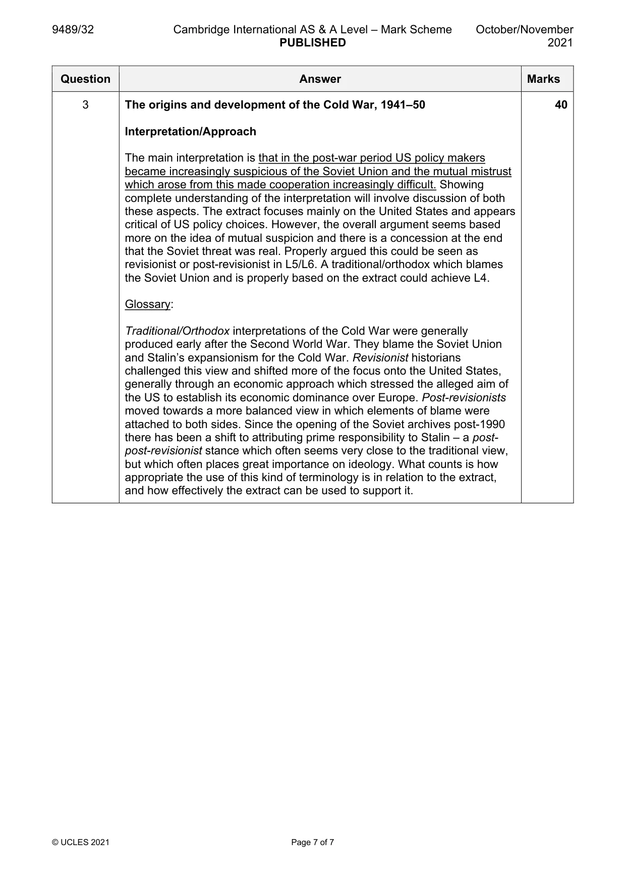 Mark scheme, page 7 of 7