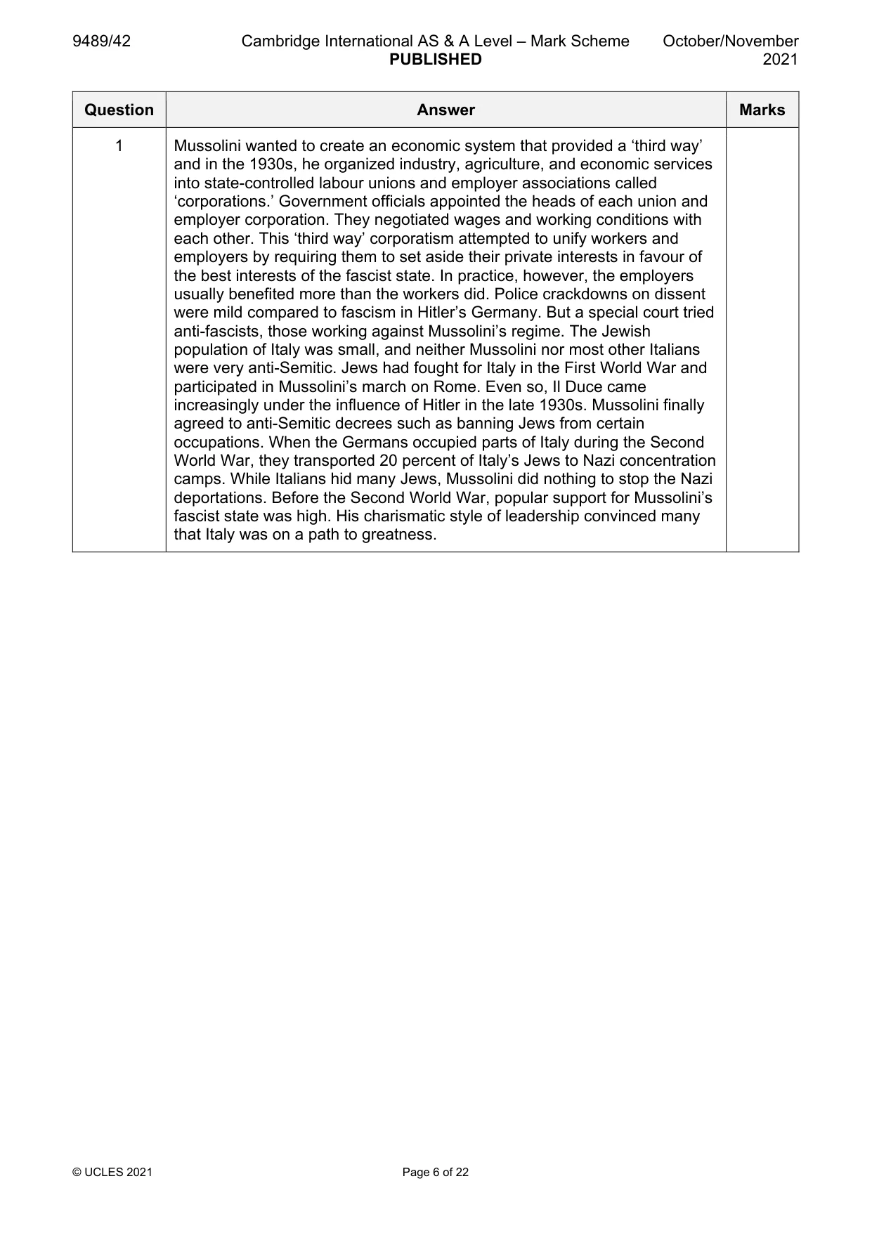 Mark scheme, page 6 of 22