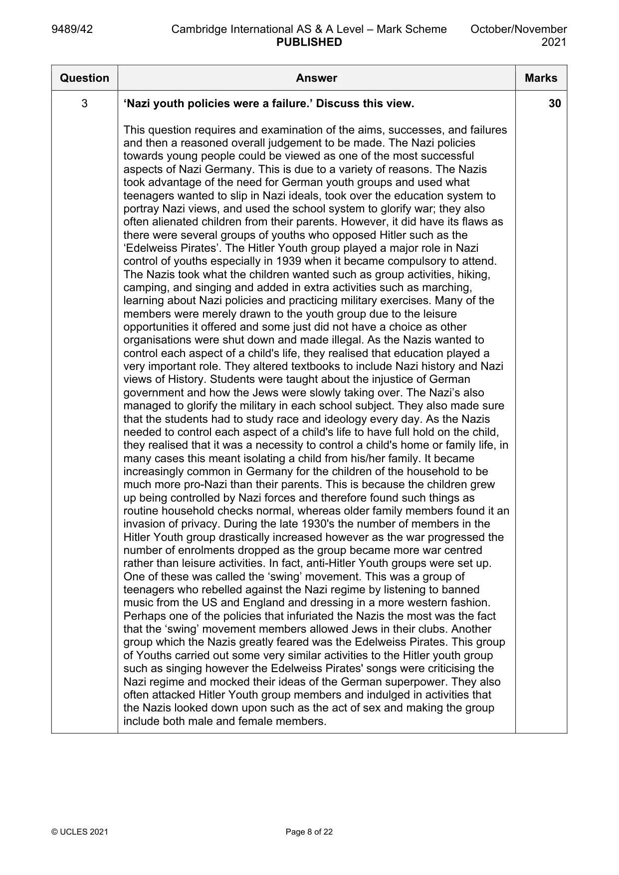 Mark scheme, page 8 of 22