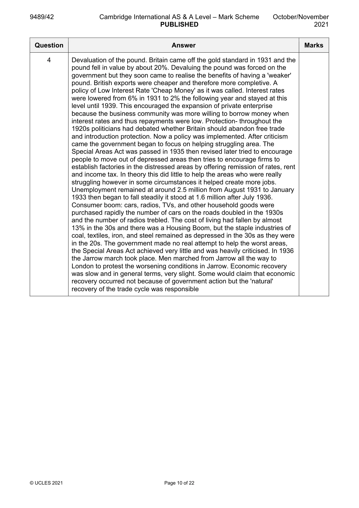 Mark scheme, page 10 of 22