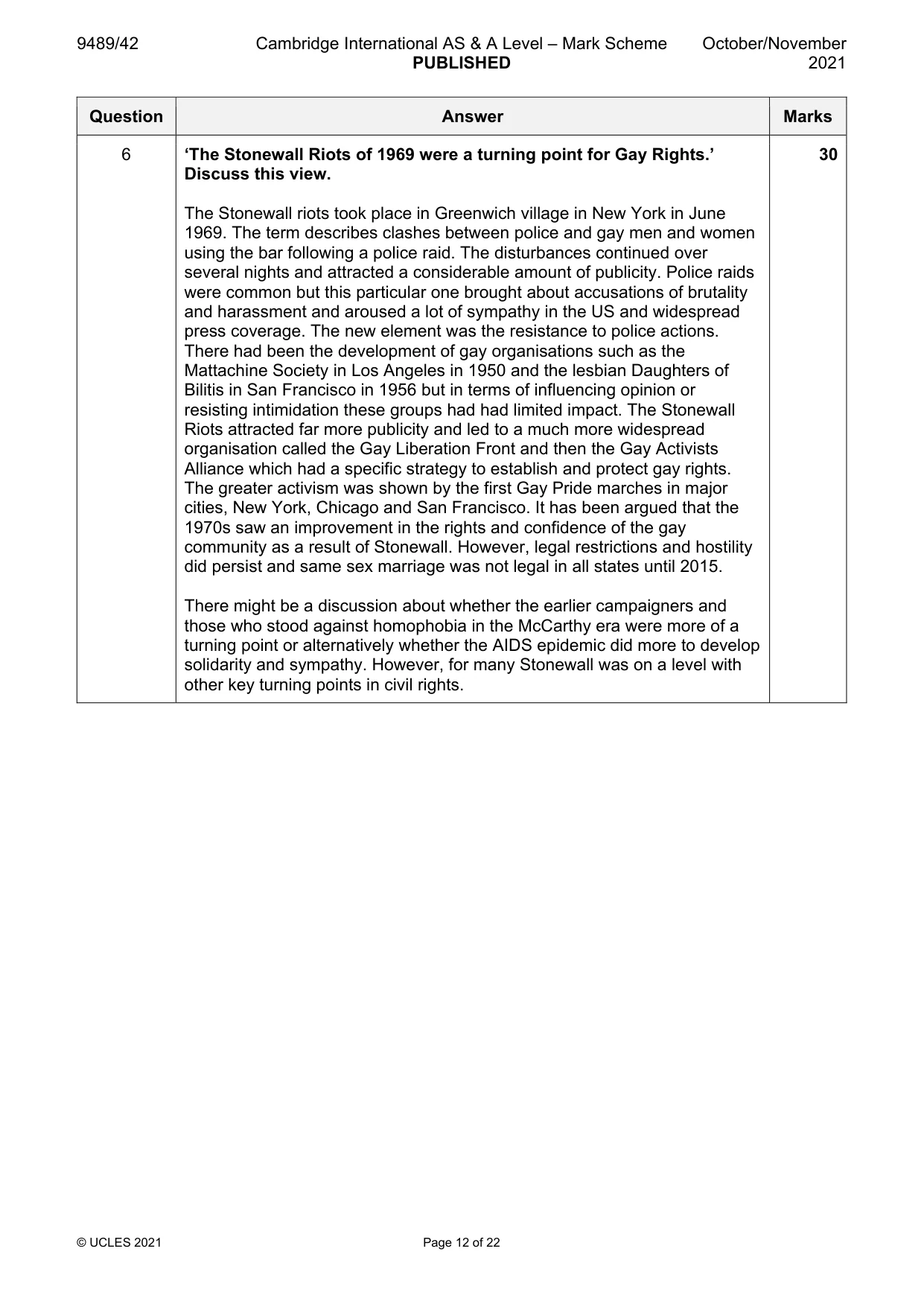 Mark scheme, page 12 of 22