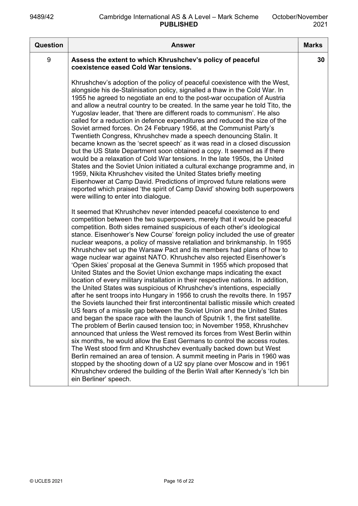 Mark scheme, page 16 of 22