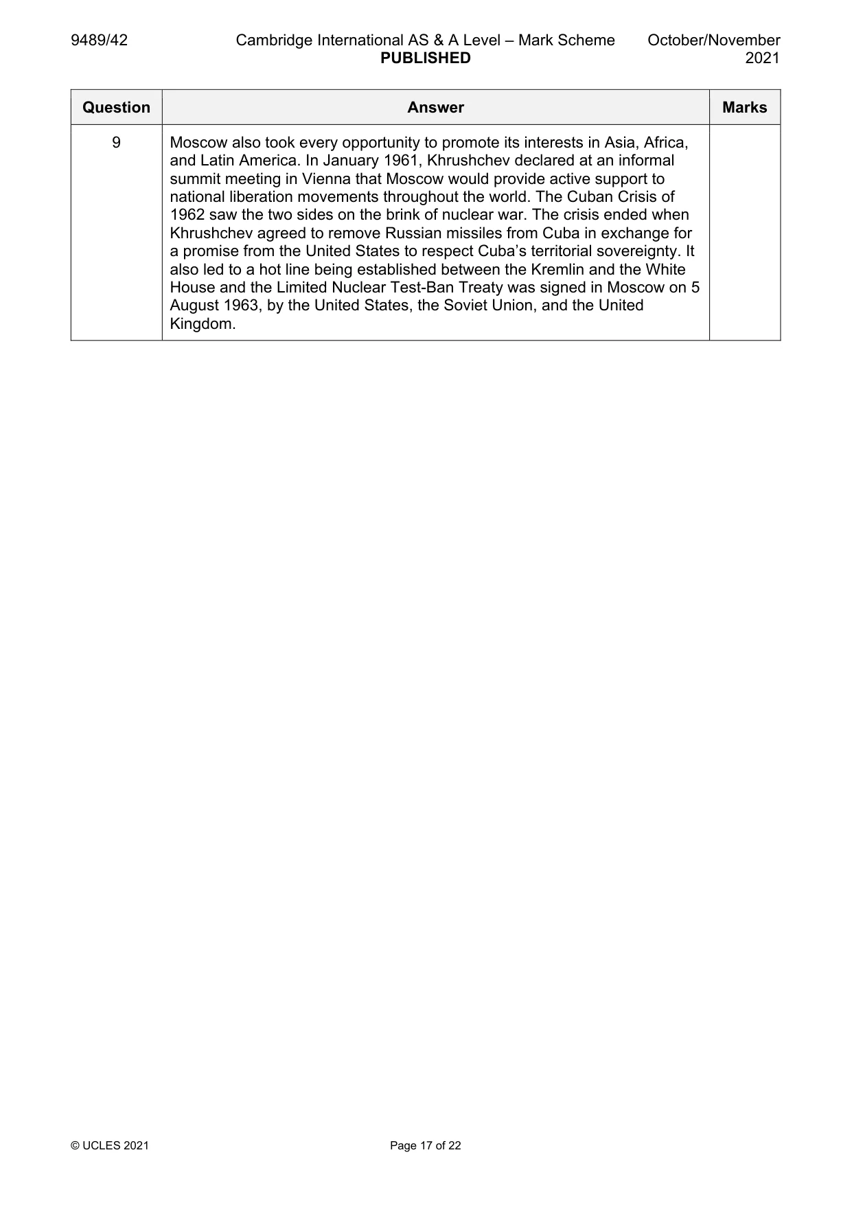 Mark scheme, page 17 of 22