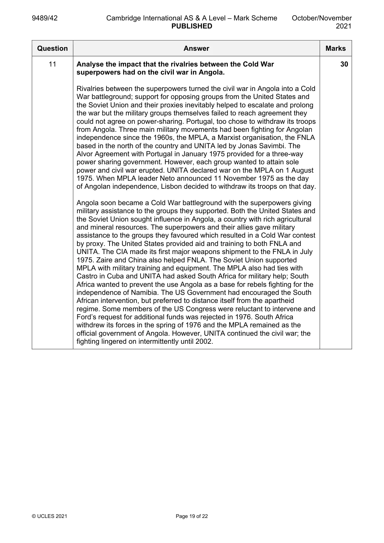 Mark scheme, page 19 of 22