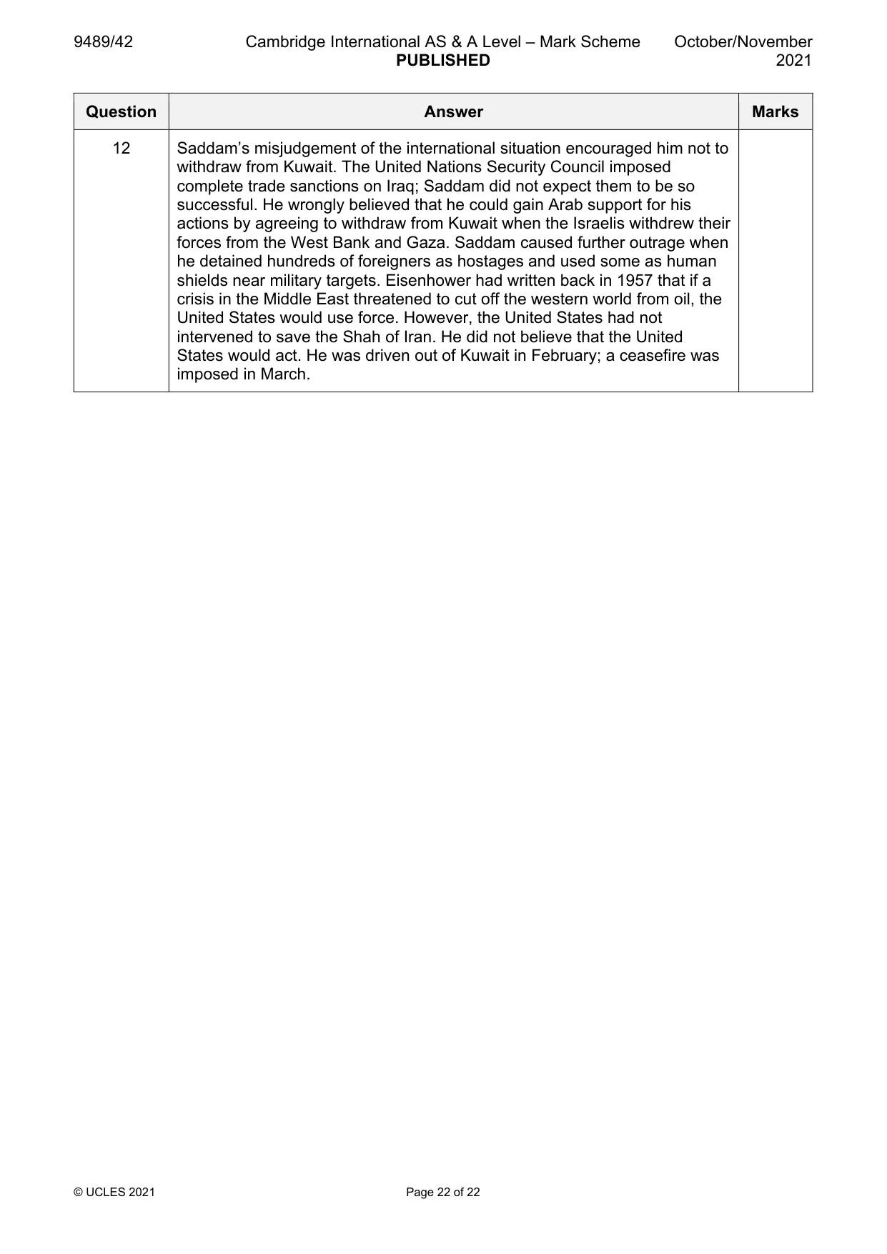 Mark scheme, page 22 of 22