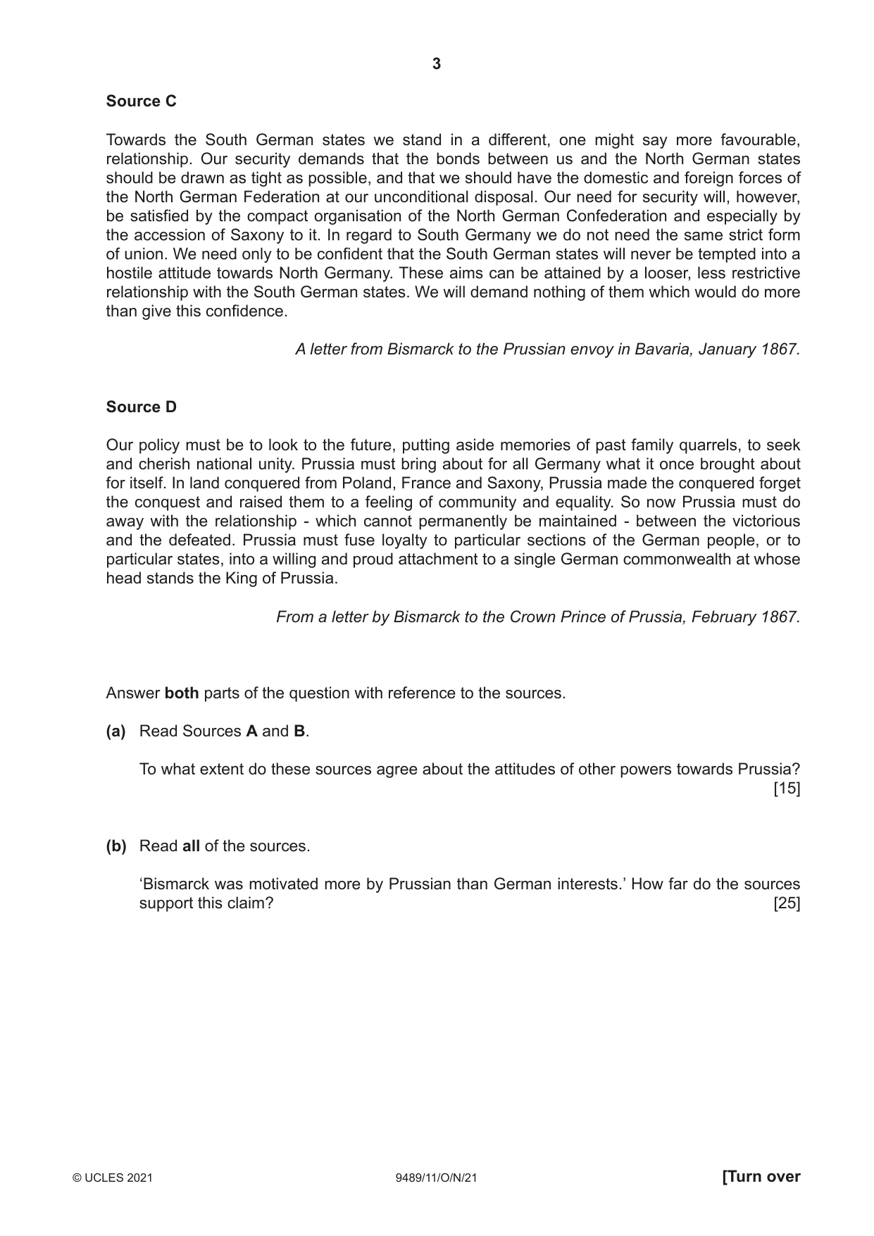 Cambridge A Level History 9489 2021 Oct/Nov Paper 1 · Variant 1 question paper, page 3 of 8