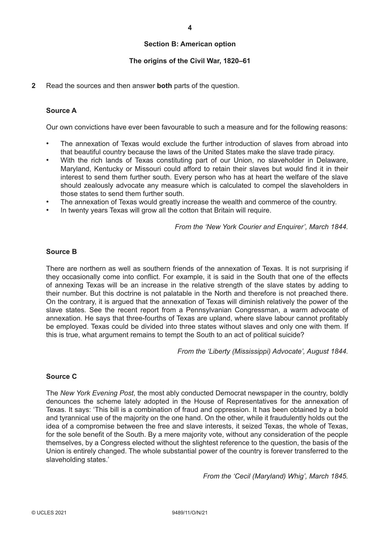 Cambridge A Level History 9489 2021 Oct/Nov Paper 1 · Variant 1 question paper, page 4 of 8