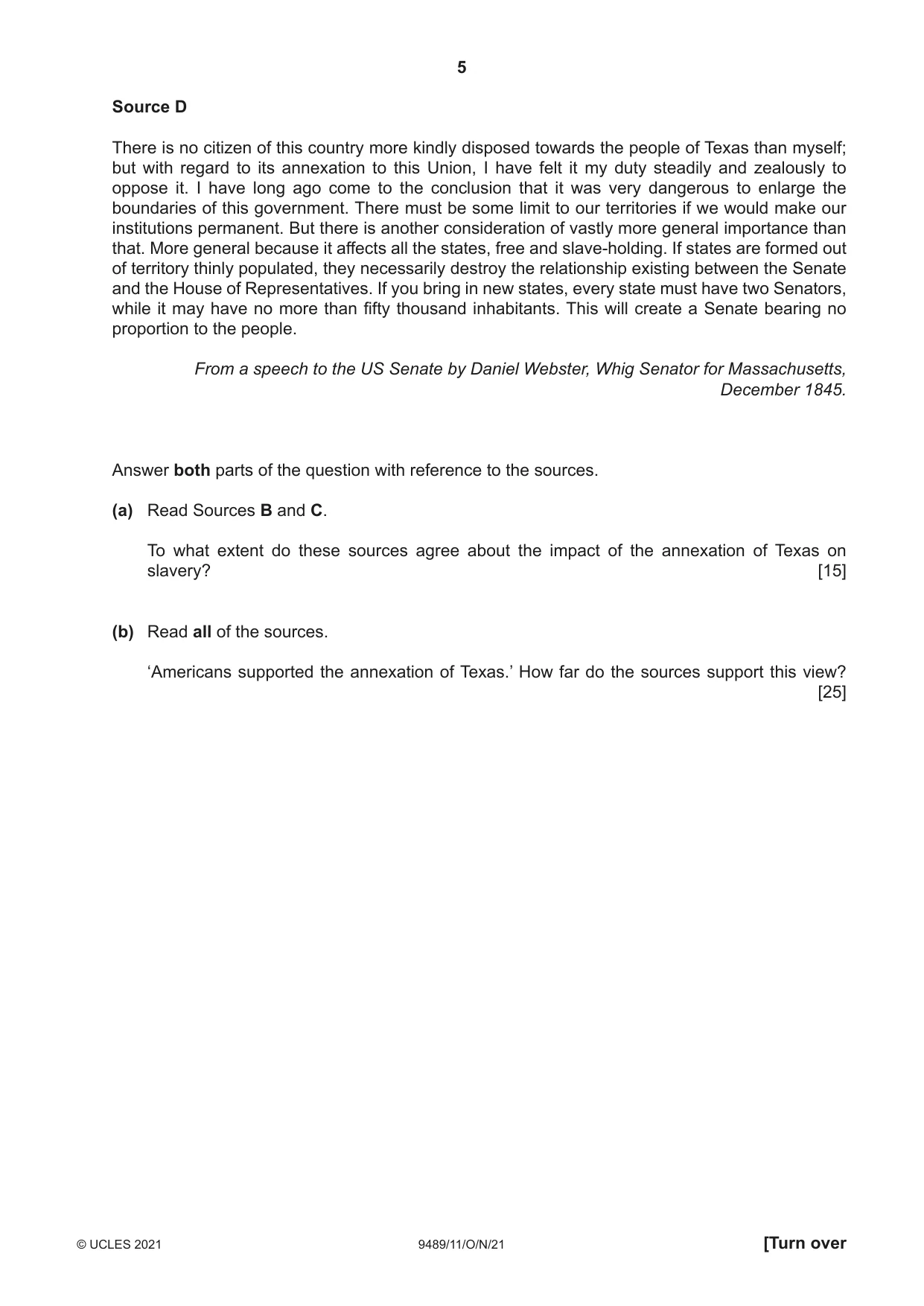 Cambridge A Level History 9489 2021 Oct/Nov Paper 1 · Variant 1 question paper, page 5 of 8