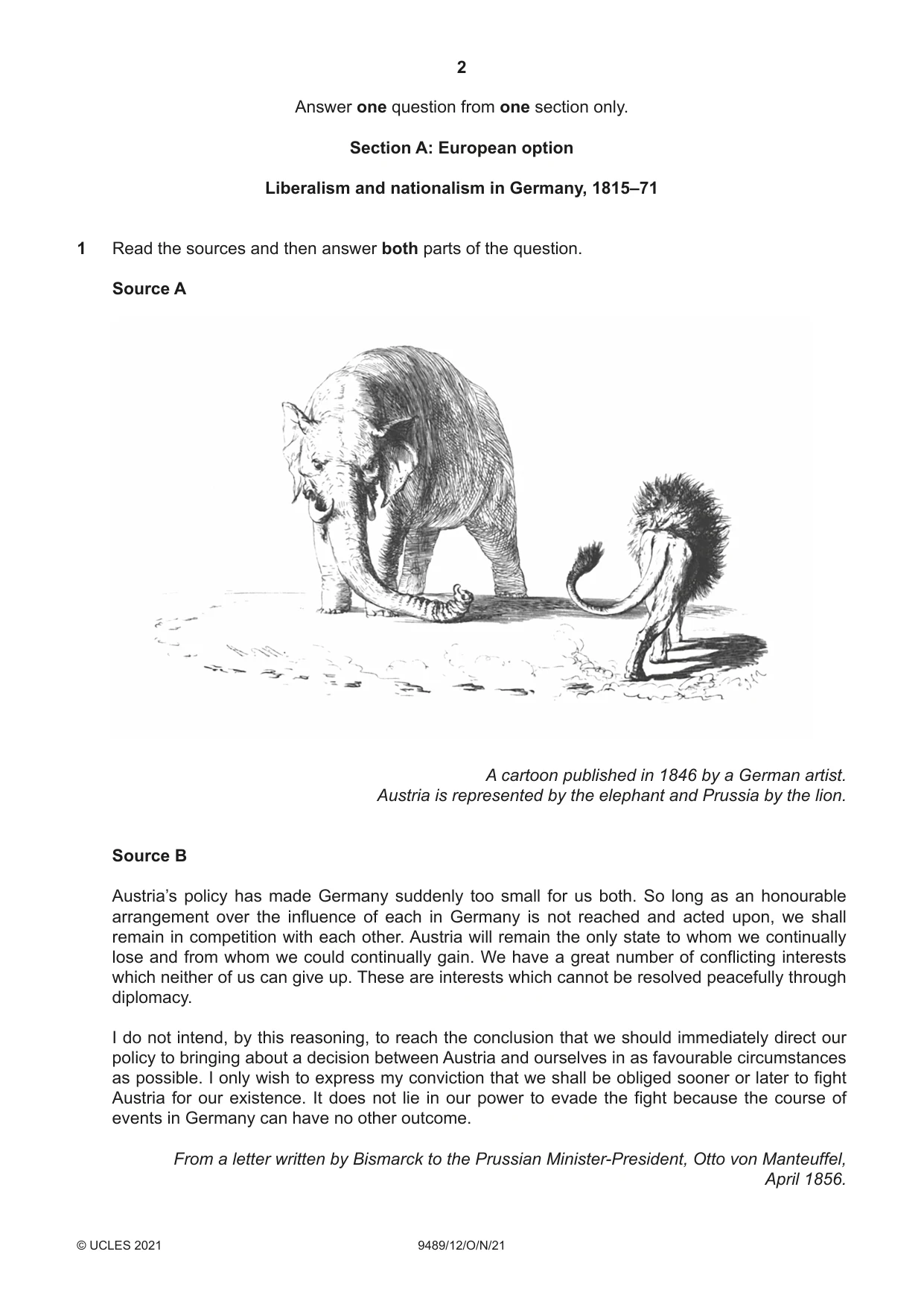 Cambridge A Level History 9489 2021 Oct/Nov Paper 1 · Variant 2 question paper, page 2 of 8