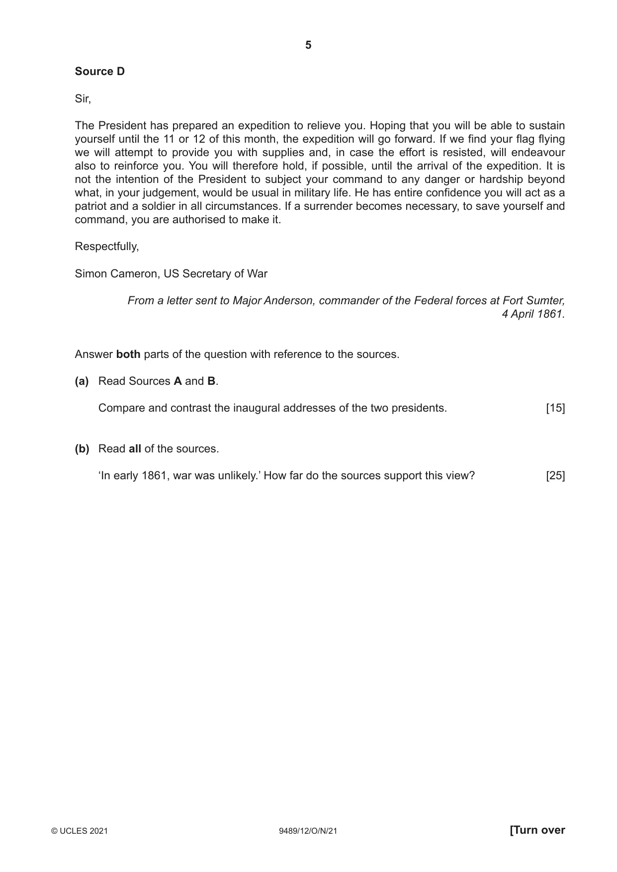 Cambridge A Level History 9489 2021 Oct/Nov Paper 1 · Variant 2 question paper, page 5 of 8