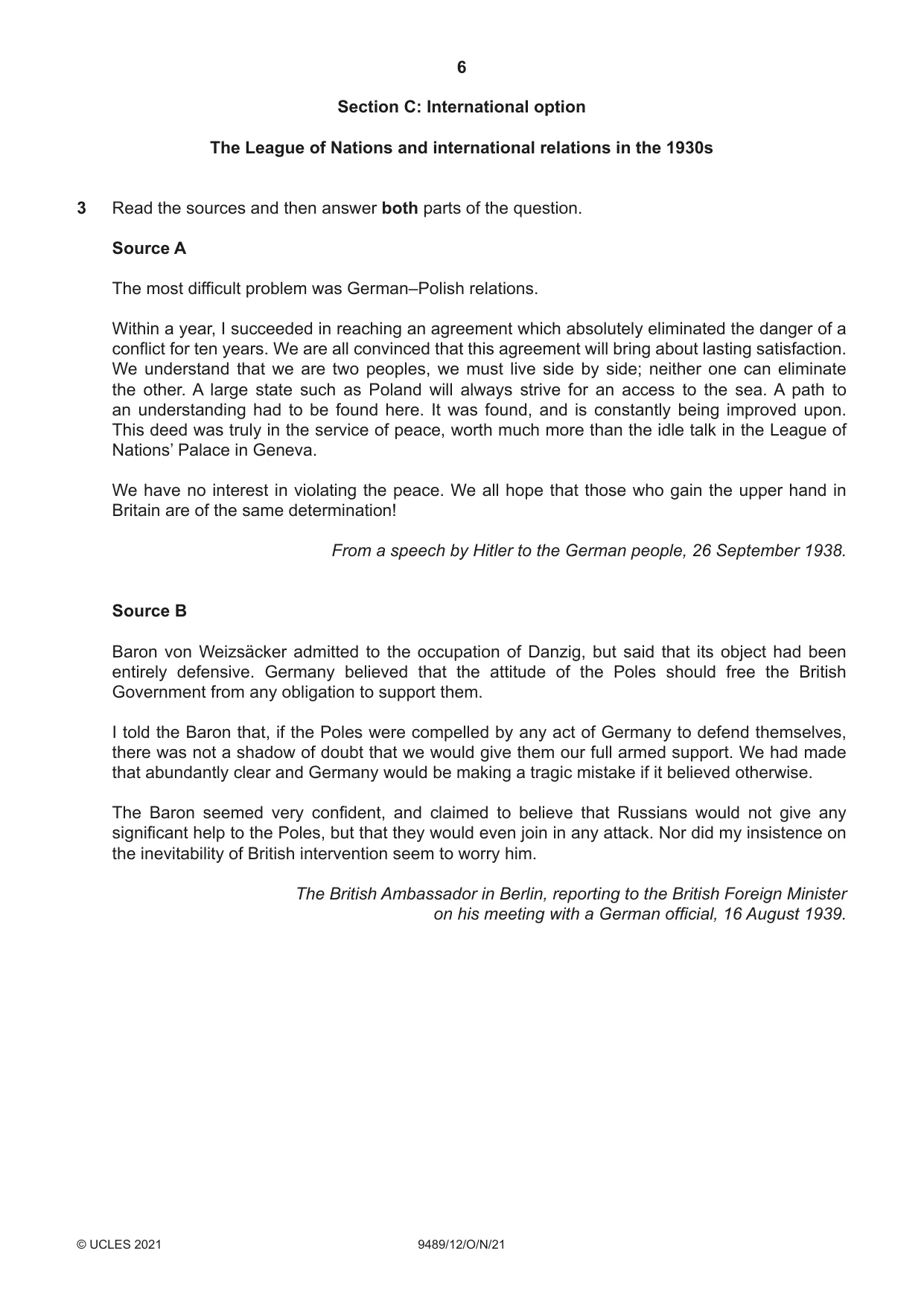 Cambridge A Level History 9489 2021 Oct/Nov Paper 1 · Variant 2 question paper, page 6 of 8