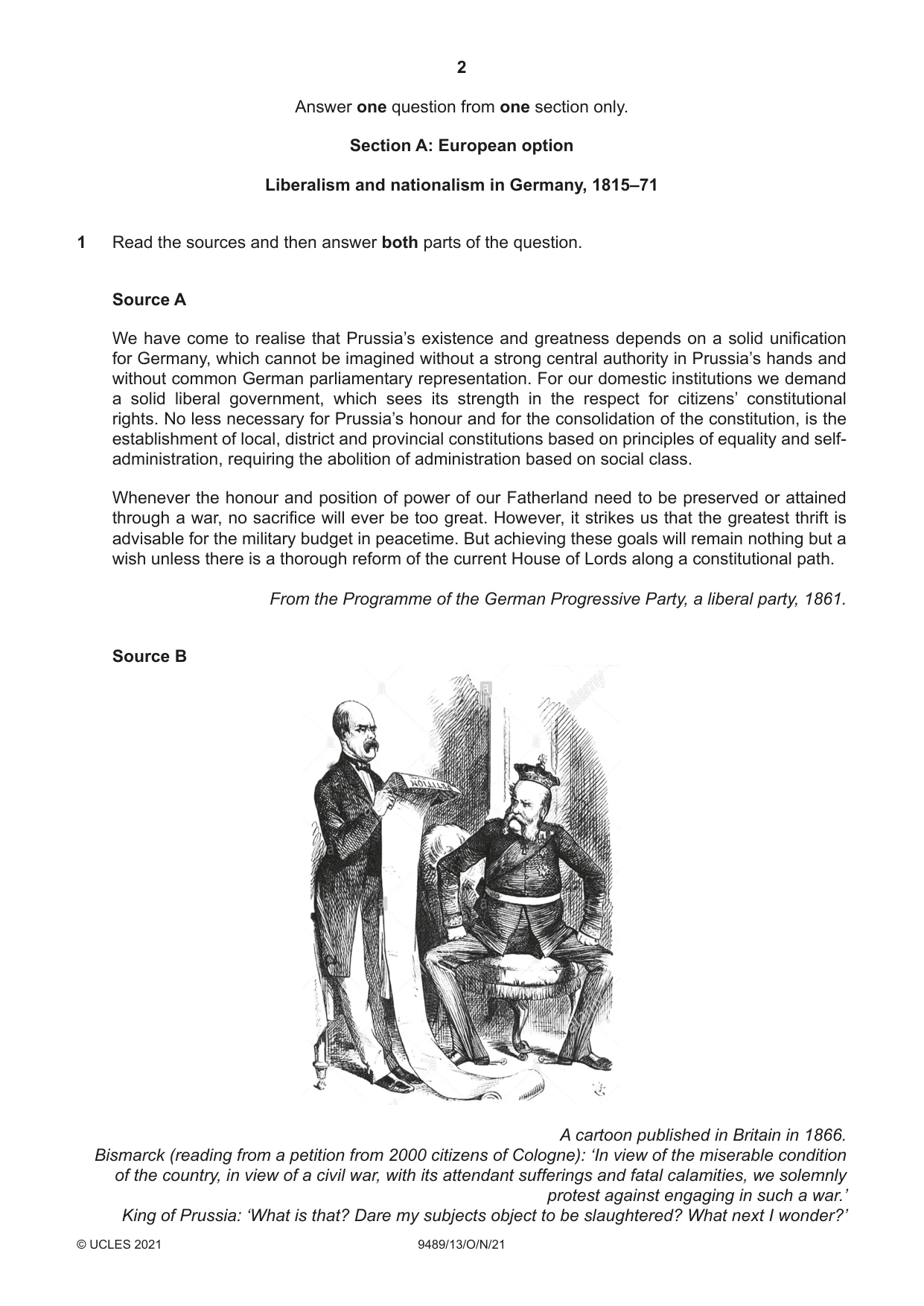 Cambridge A Level History 9489 2021 Oct/Nov Paper 1 · Variant 3 question paper, page 2 of 8