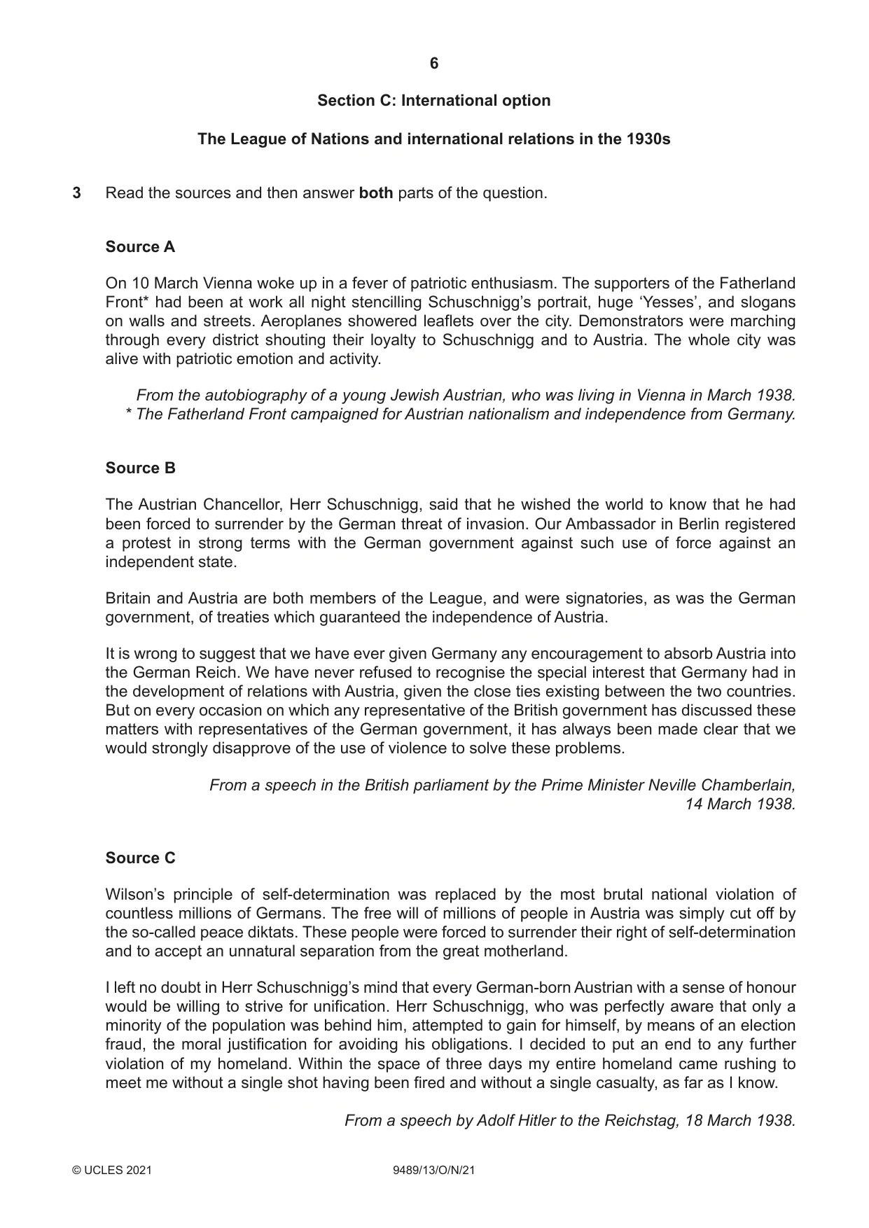 Cambridge A Level History 9489 2021 Oct/Nov Paper 1 · Variant 3 question paper, page 6 of 8