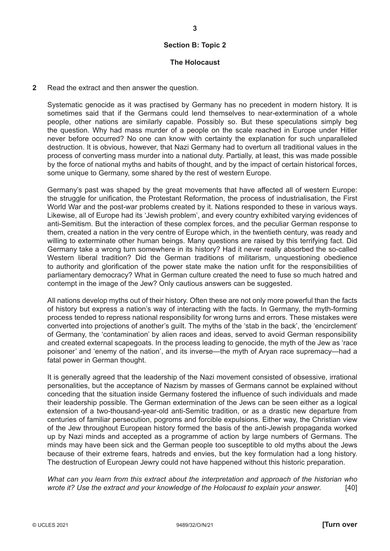 Cambridge A Level History 9489 2021 Oct/Nov Paper 3 · Variant 2 question paper, page 3 of 4