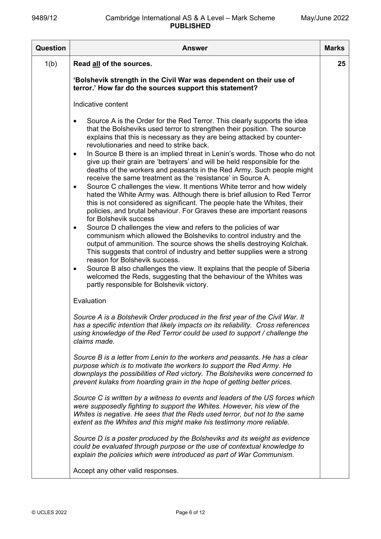 Mark scheme, page 6 of 12