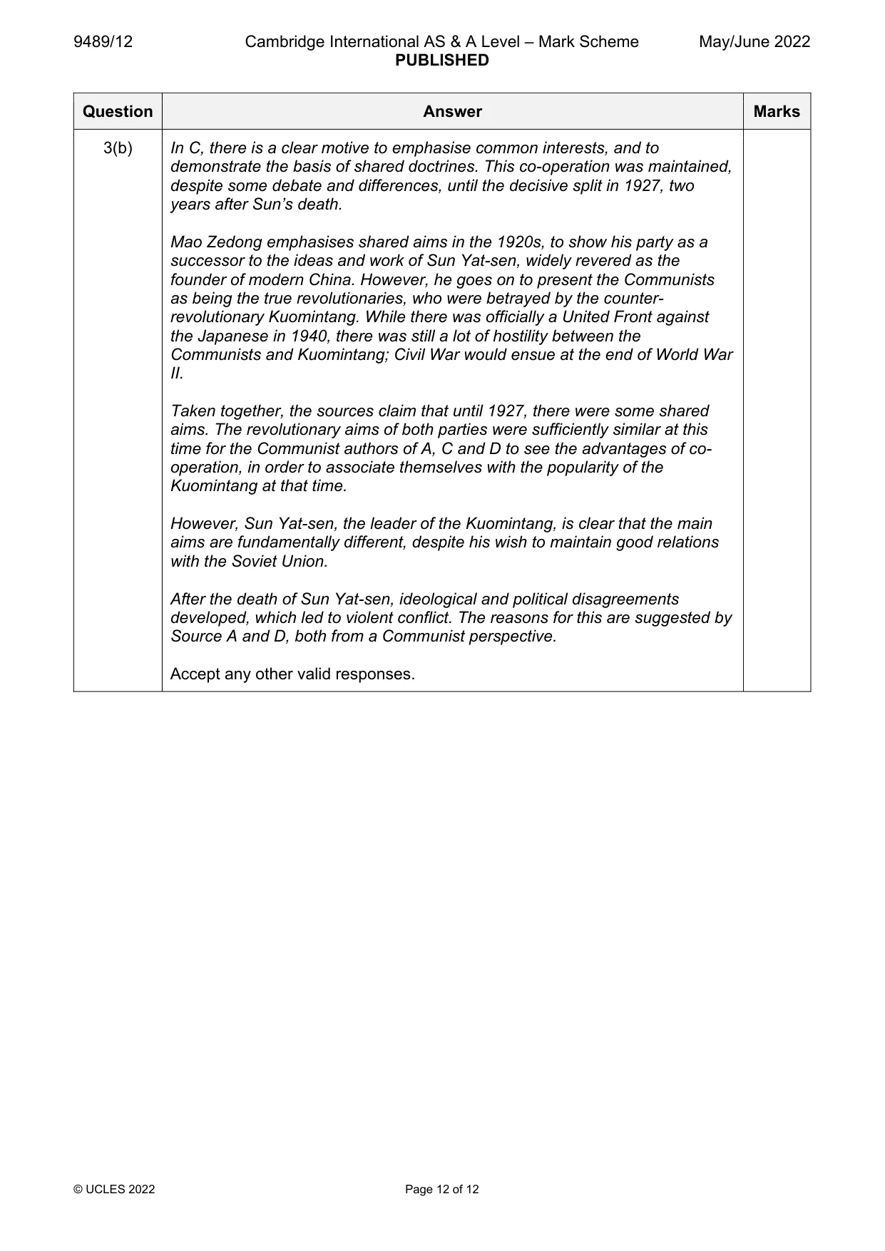 Mark scheme, page 12 of 12
