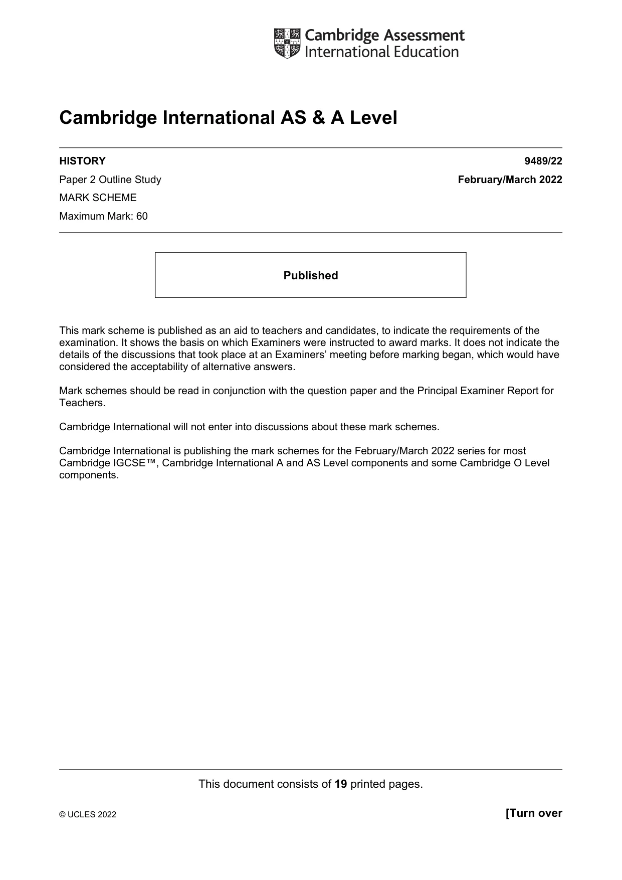 Mark scheme, page 1 of 19