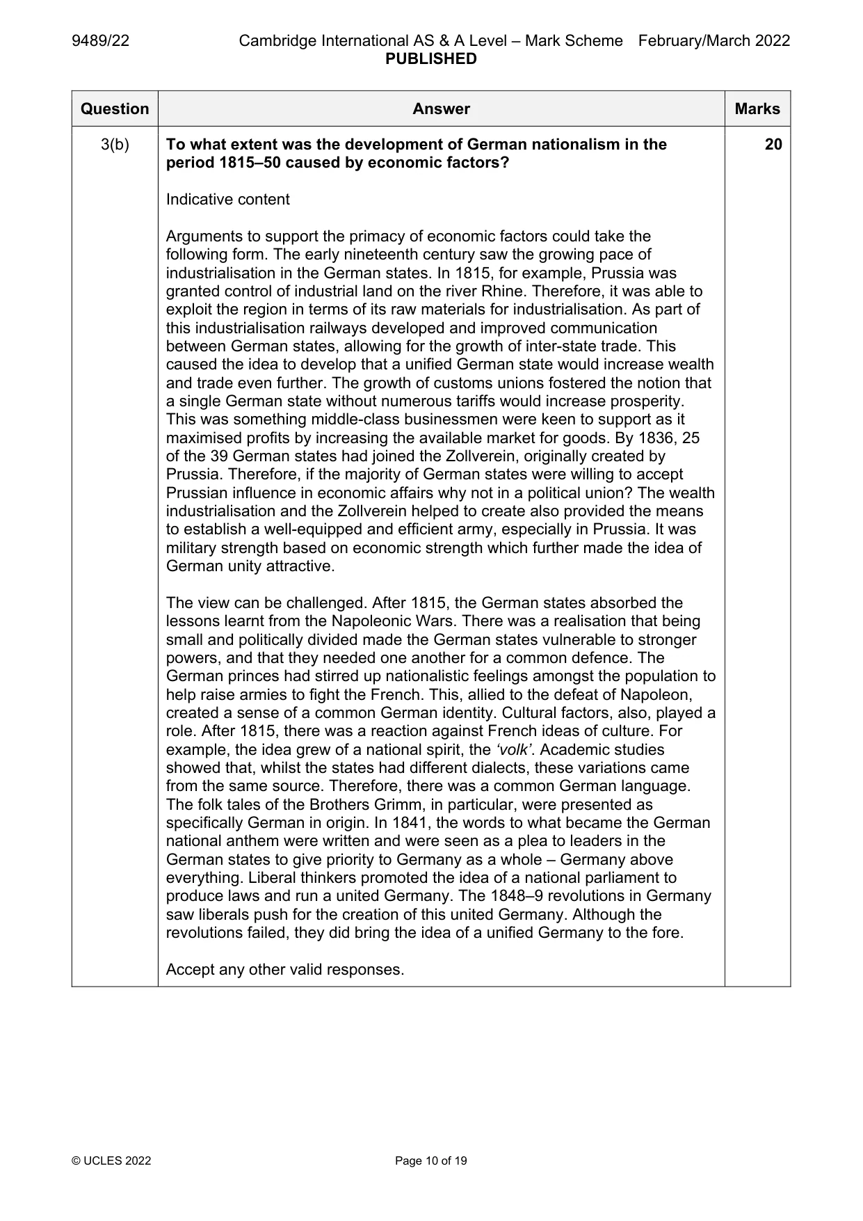 Mark scheme, page 10 of 19