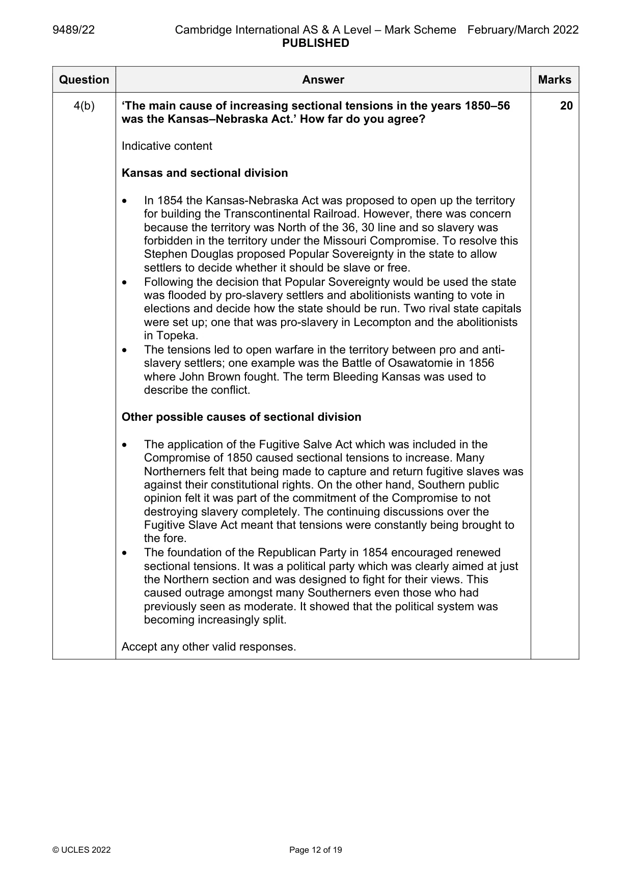 Mark scheme, page 12 of 19