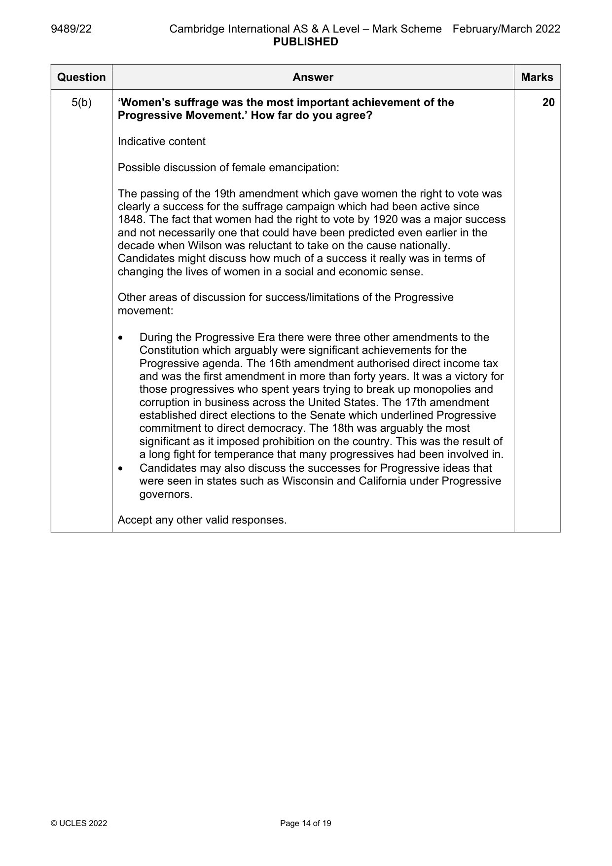Mark scheme, page 14 of 19