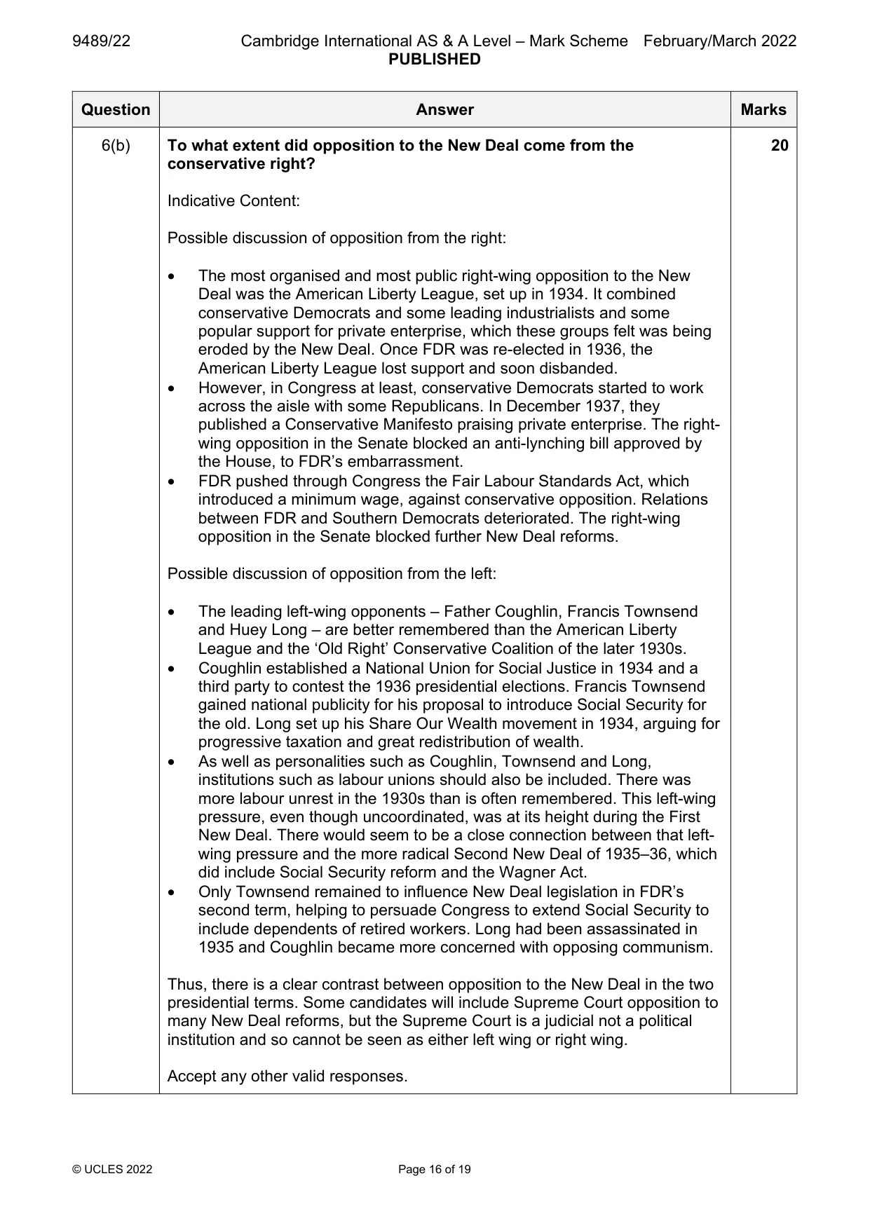 Mark scheme, page 16 of 19