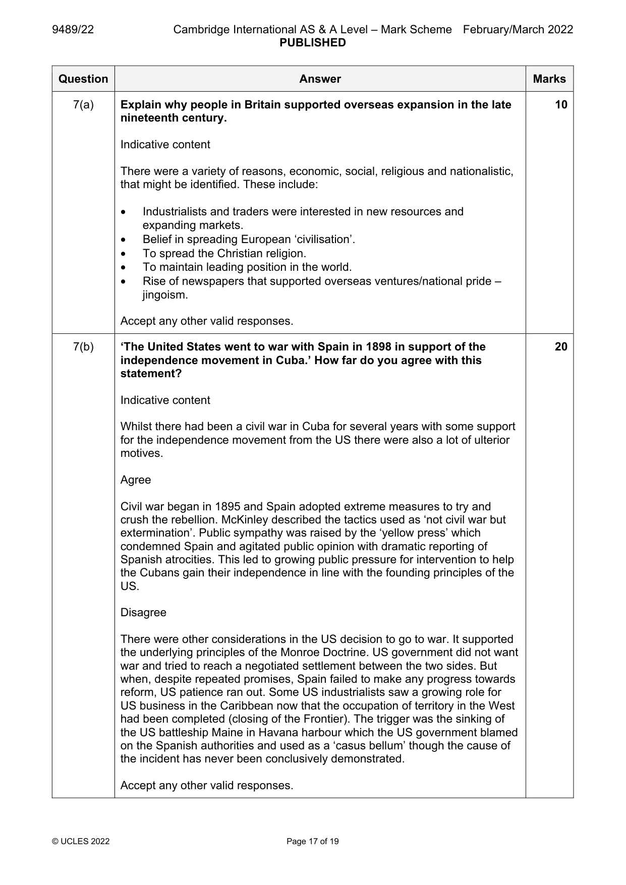 Mark scheme, page 17 of 19