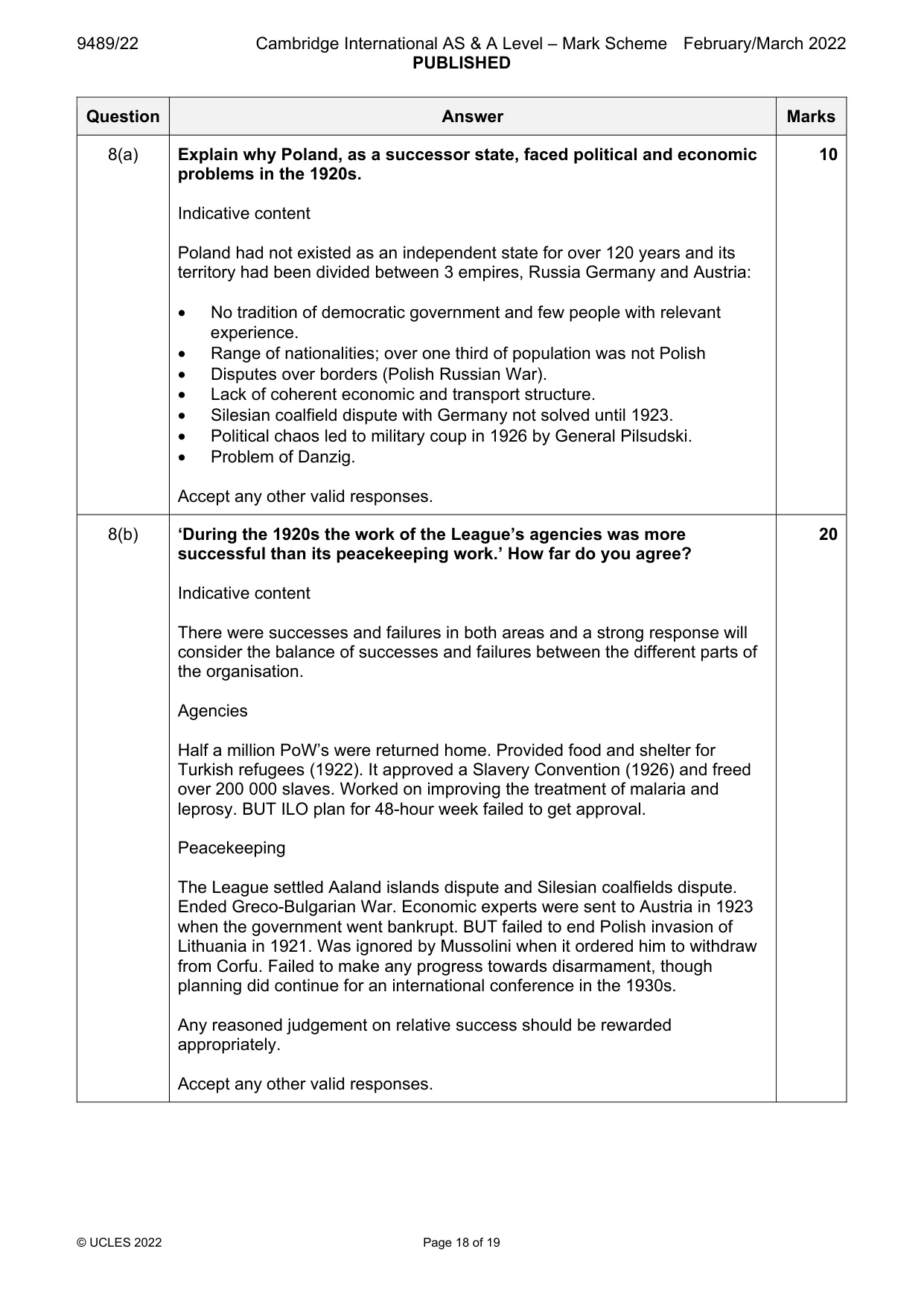 Mark scheme, page 18 of 19