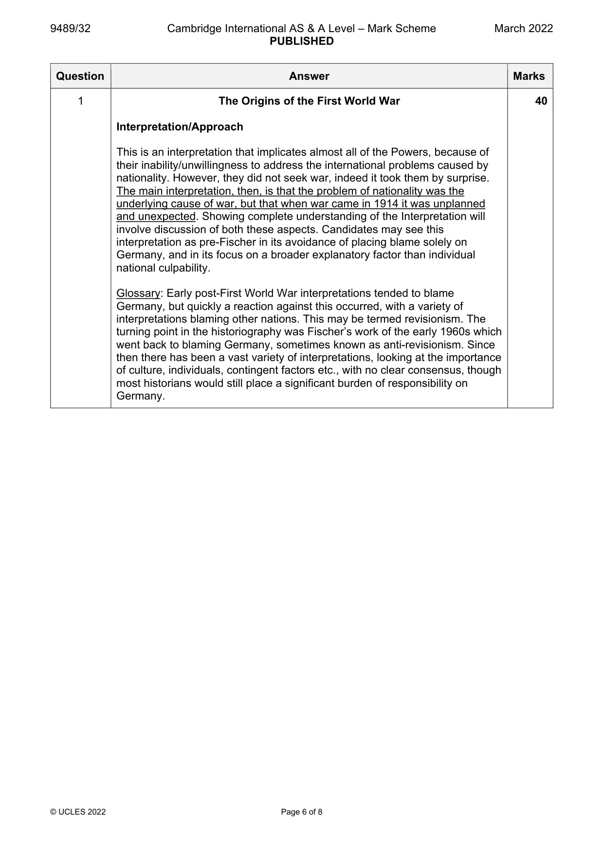 Mark scheme, page 6 of 8