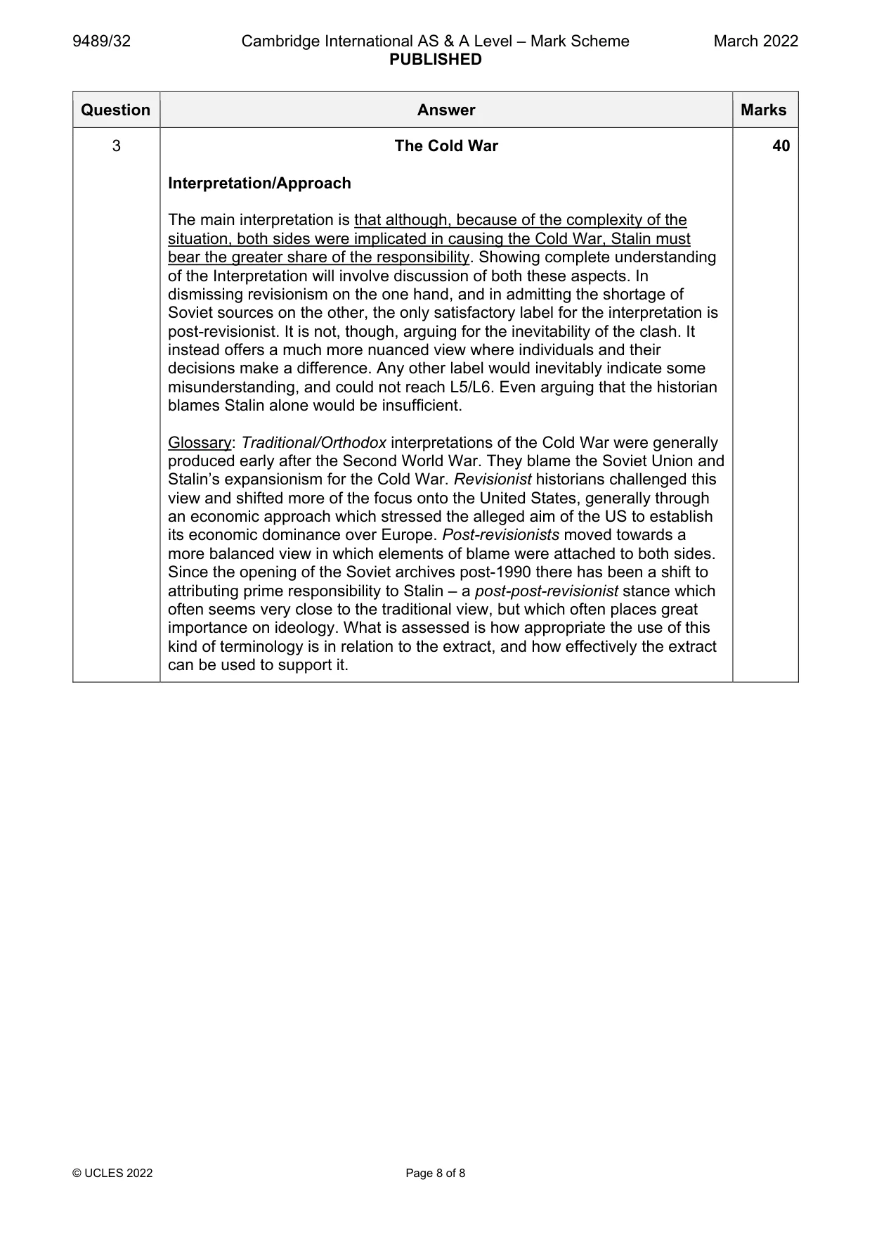 Mark scheme, page 8 of 8