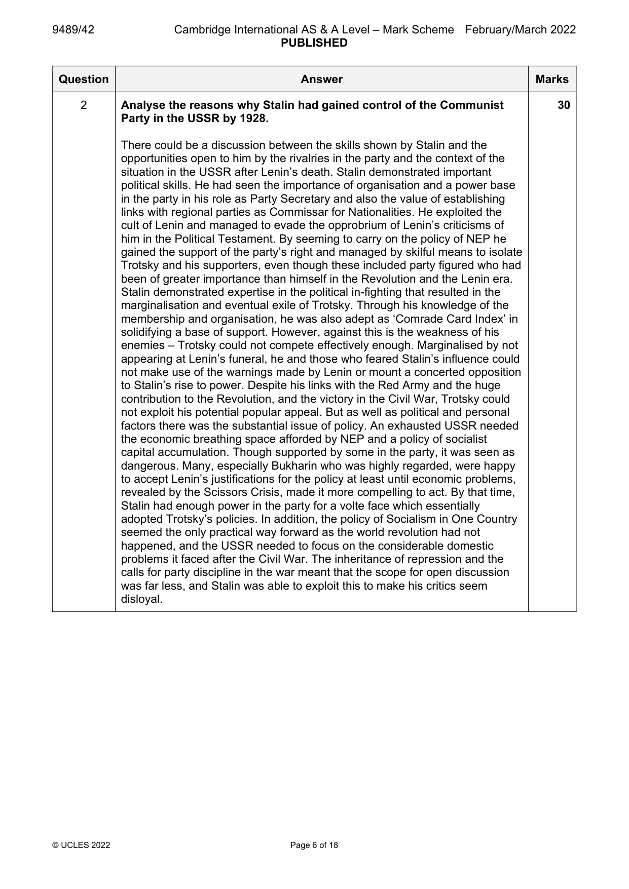 Mark scheme, page 6 of 18