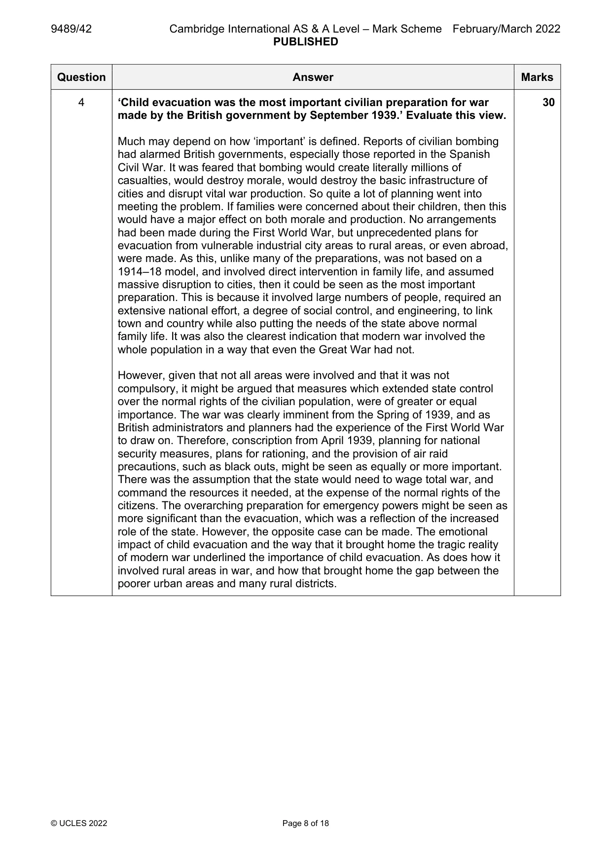 Mark scheme, page 8 of 18