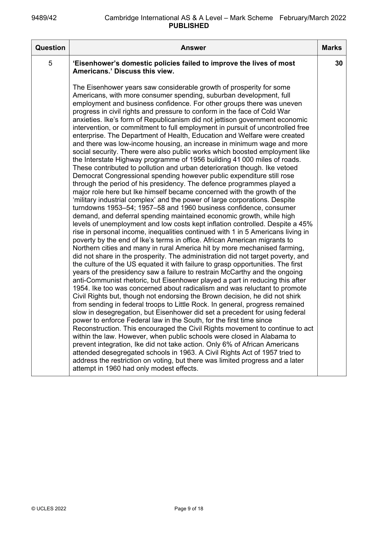 Mark scheme, page 9 of 18