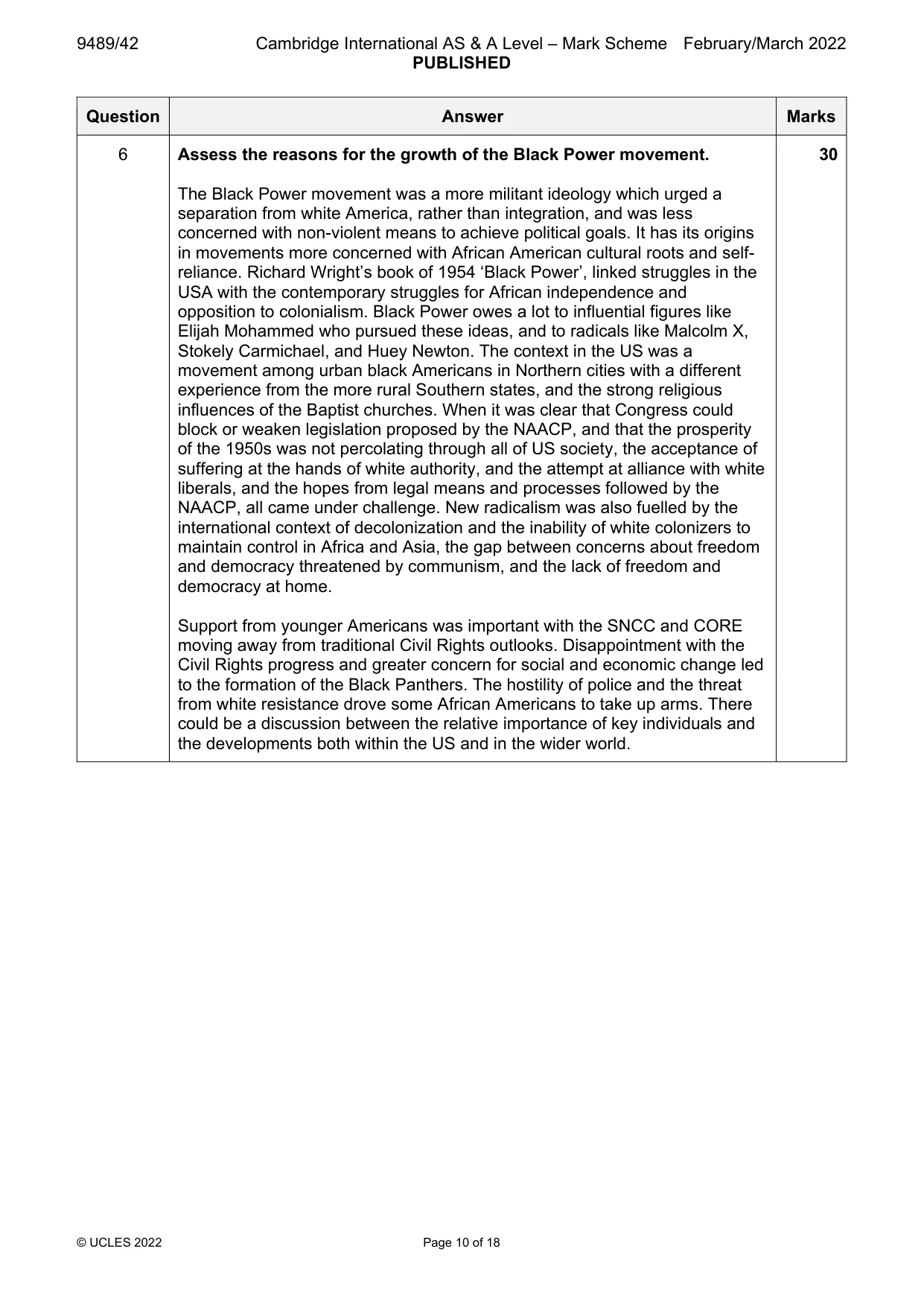 Mark scheme, page 10 of 18