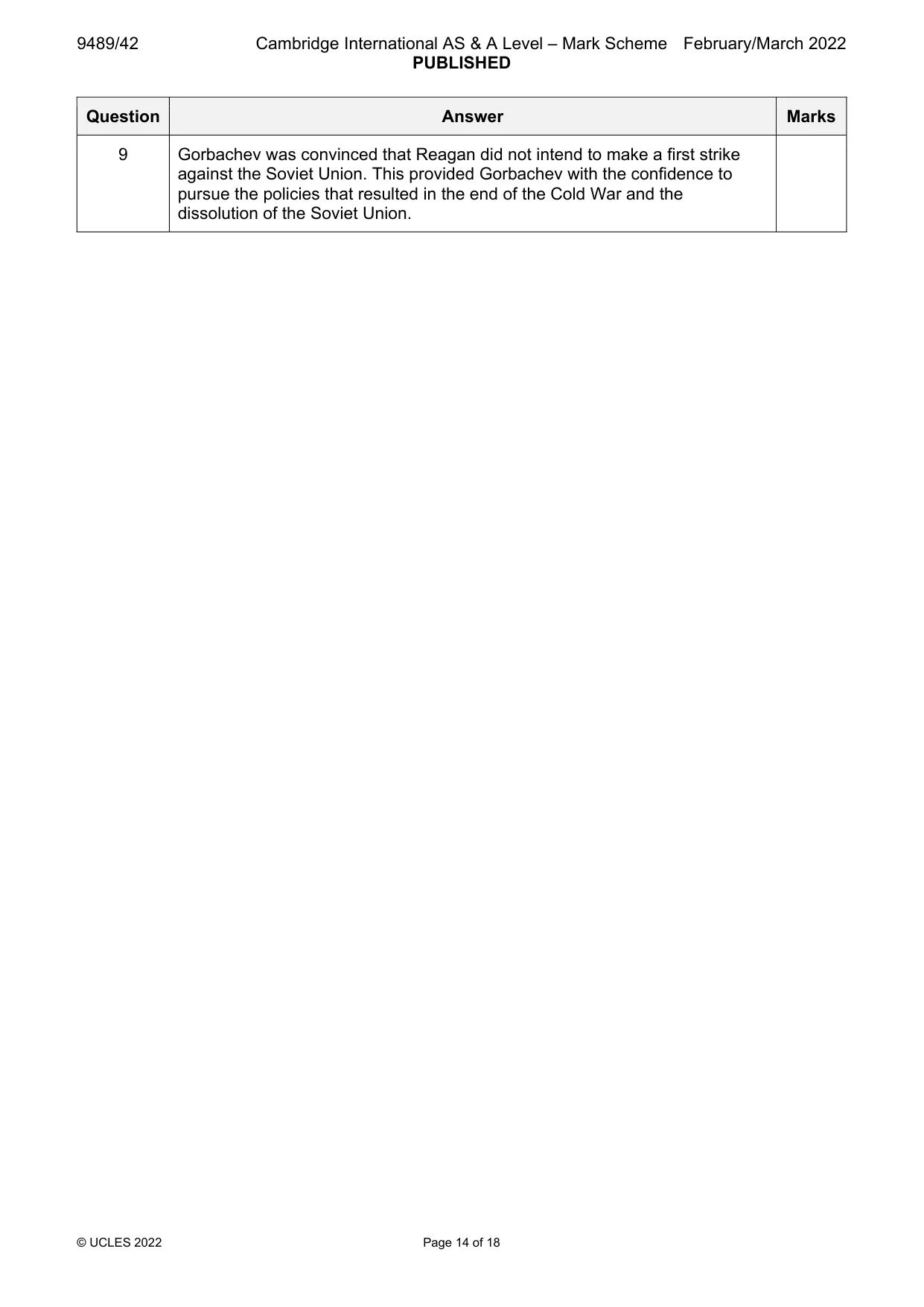 Mark scheme, page 14 of 18