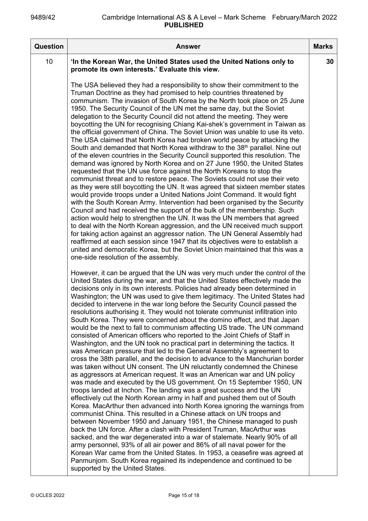 Mark scheme, page 15 of 18