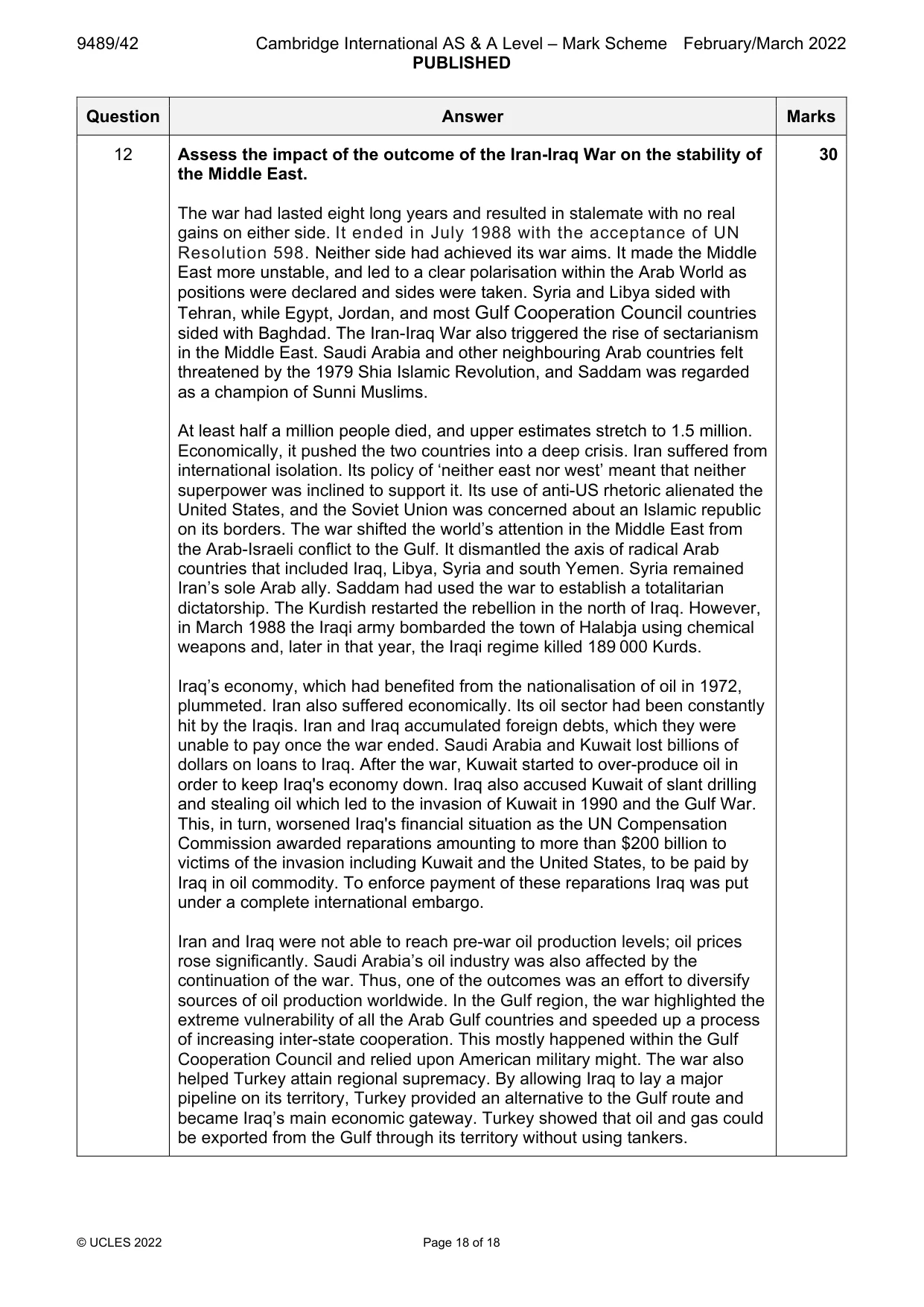 Mark scheme, page 18 of 18