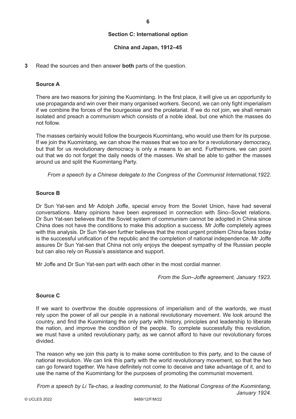 Cambridge A Level History 9489 2022 Feb/March Paper 1 · Variant 2 question paper, page 6 of 8