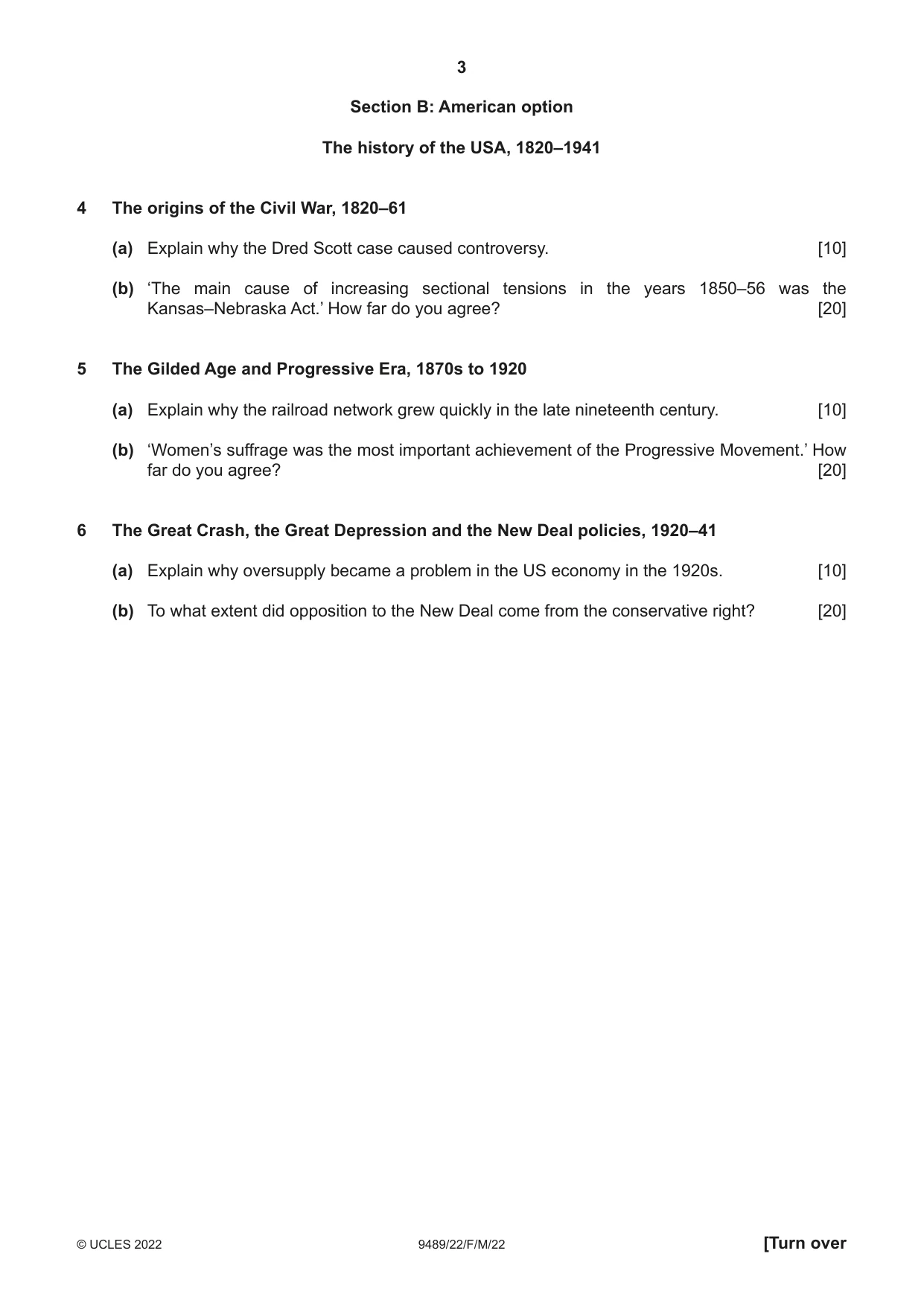 Cambridge A Level History 9489 2022 Feb/March Paper 2 · Variant 2 question paper, page 3 of 4