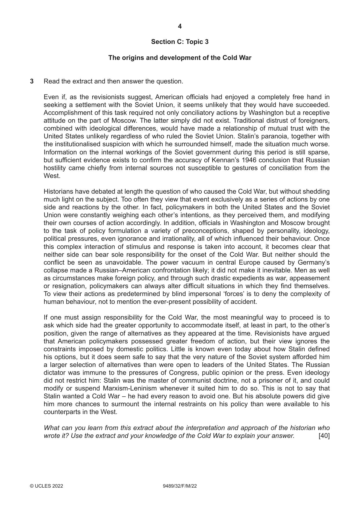 Cambridge A Level History 9489 2022 Feb/March Paper 3 · Variant 2 question paper, page 4 of 8