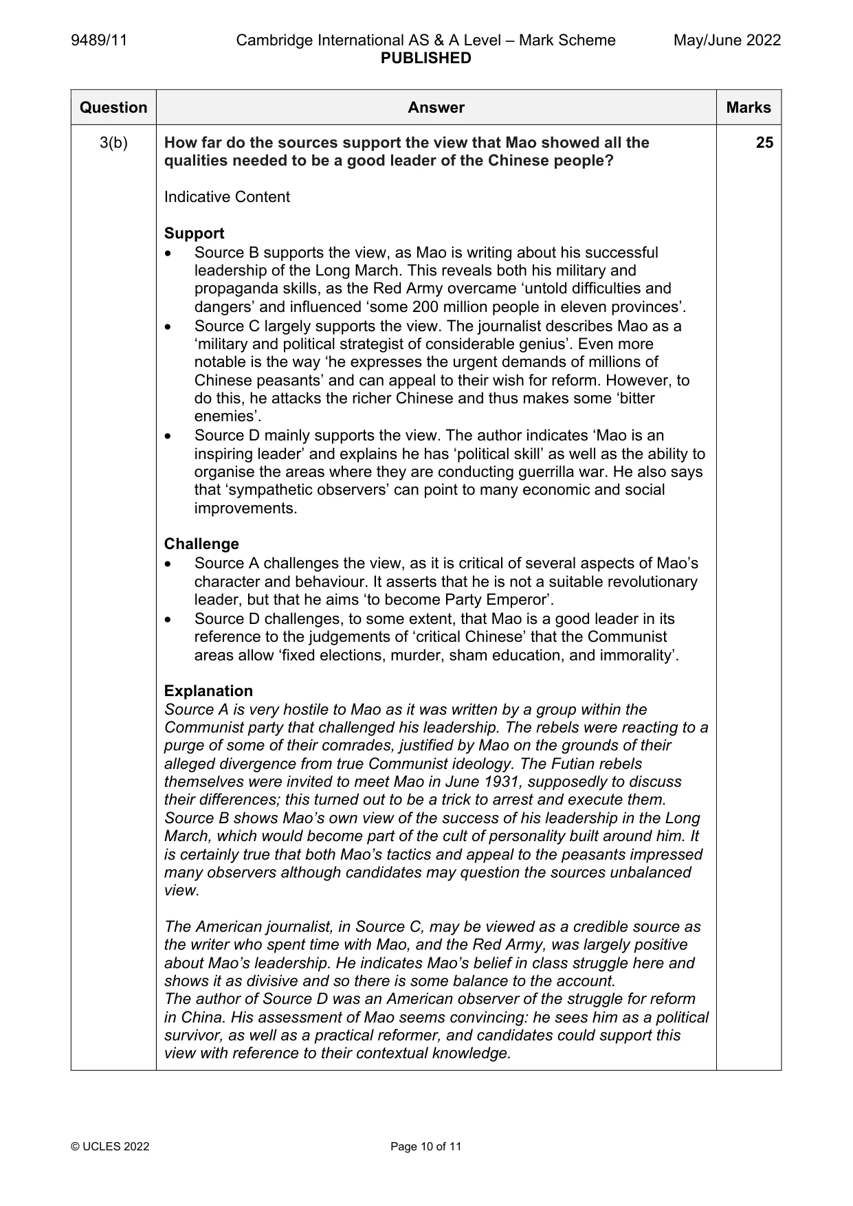 Mark scheme, page 10 of 11