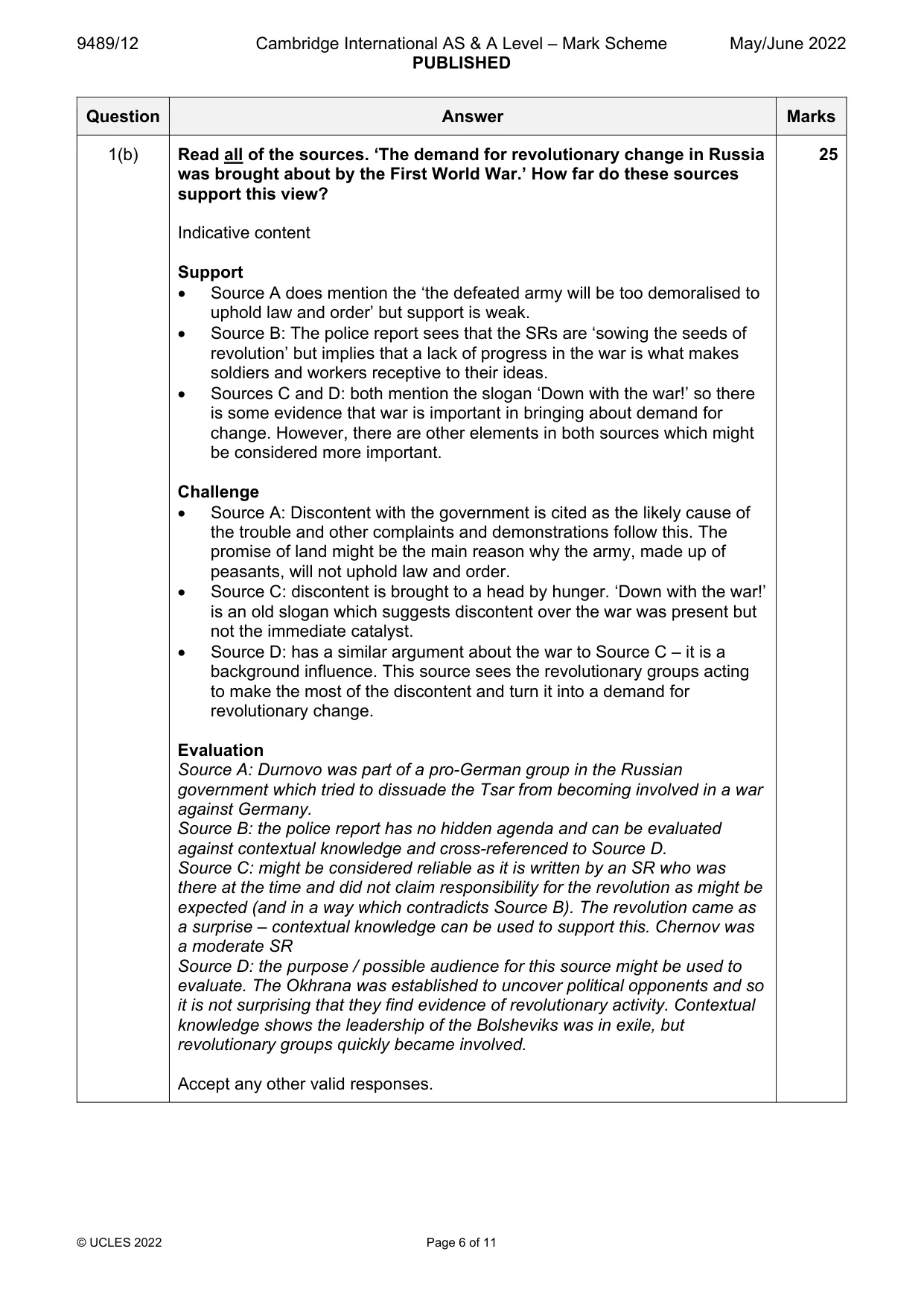 Mark scheme, page 6 of 11
