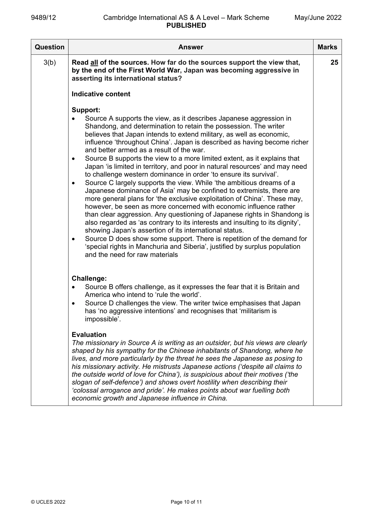 Mark scheme, page 10 of 11