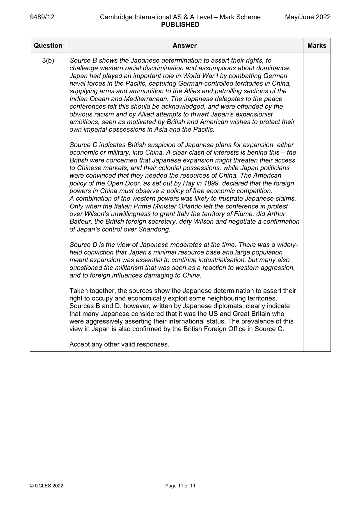 Mark scheme, page 11 of 11