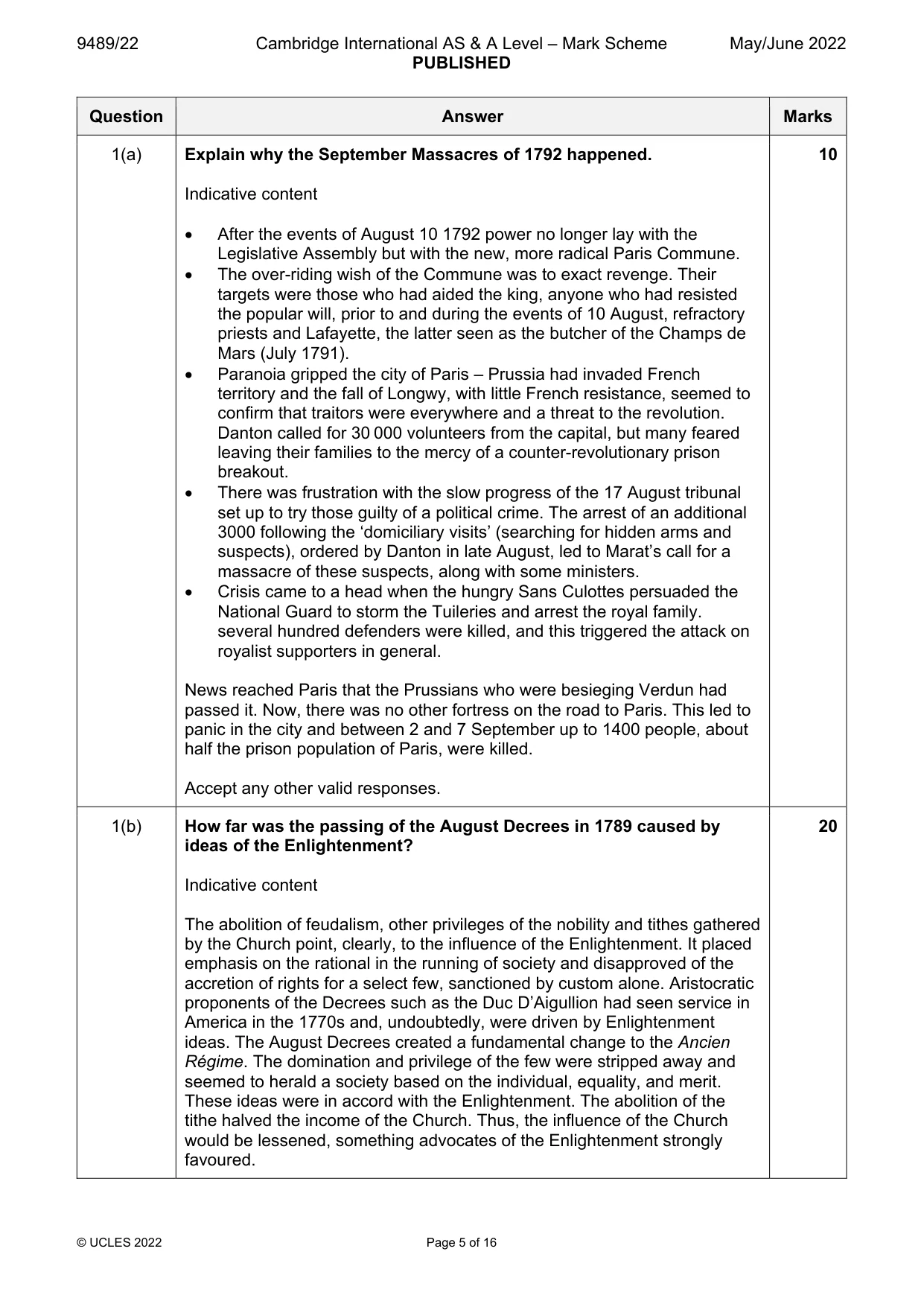 Mark scheme, page 5 of 16