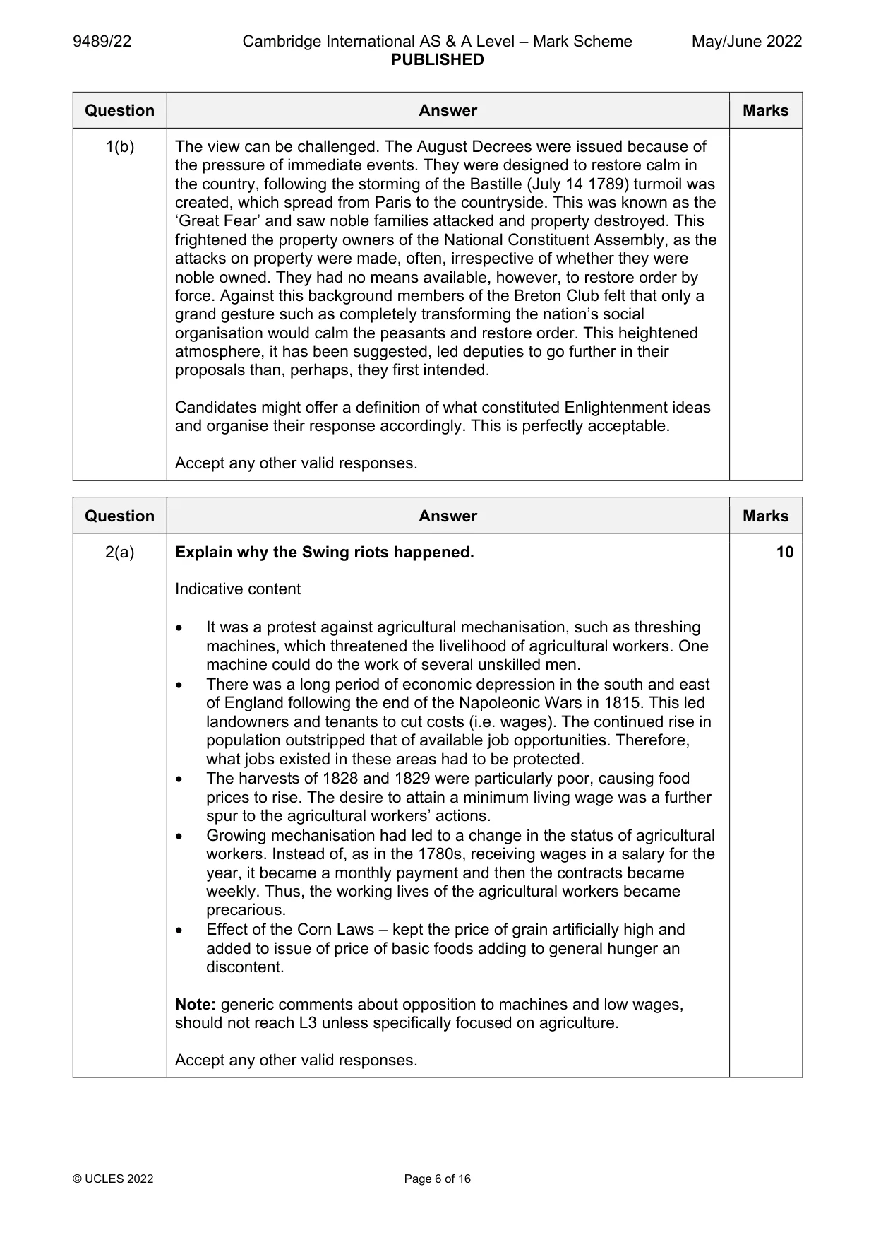 Mark scheme, page 6 of 16