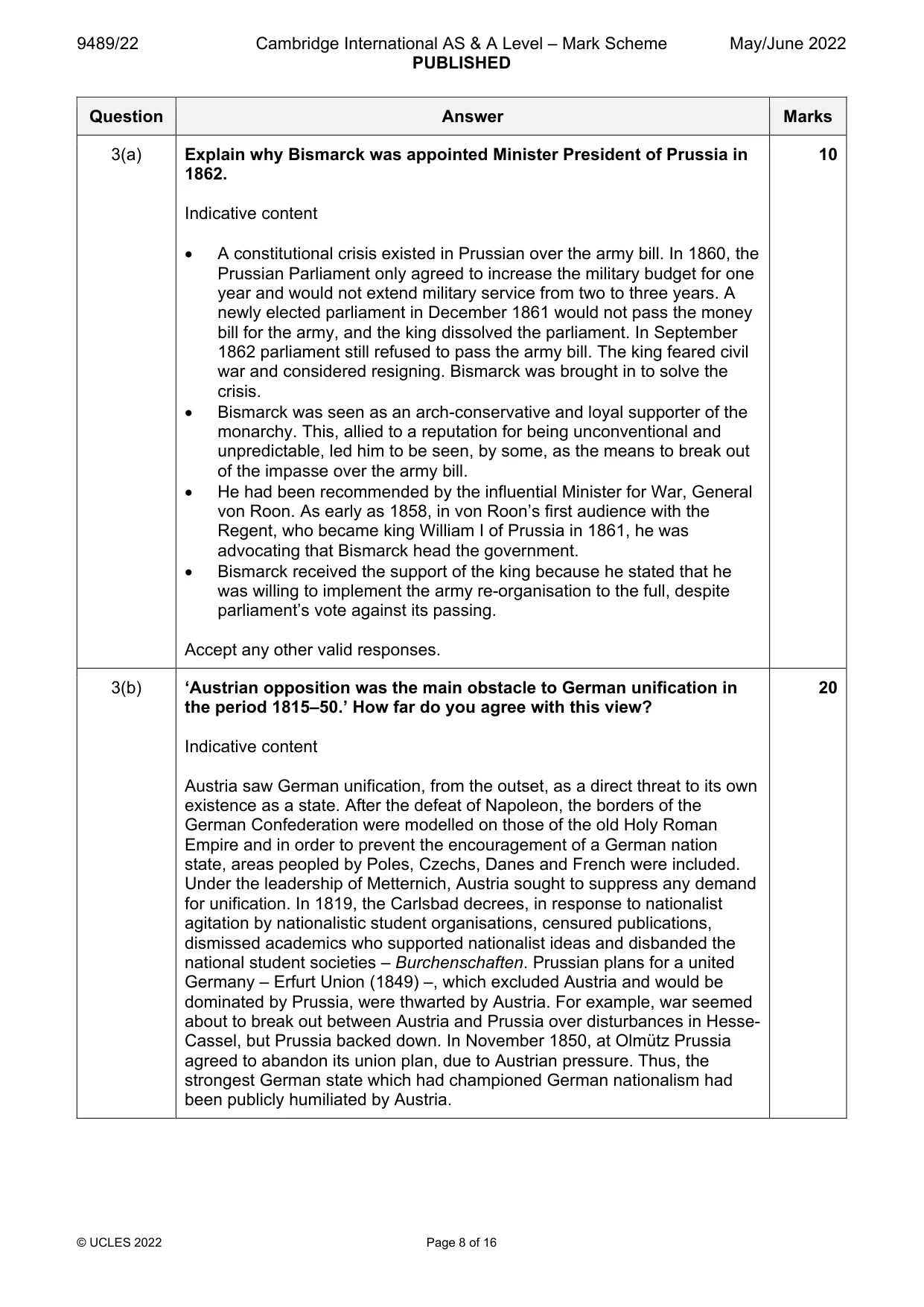 Mark scheme, page 8 of 16
