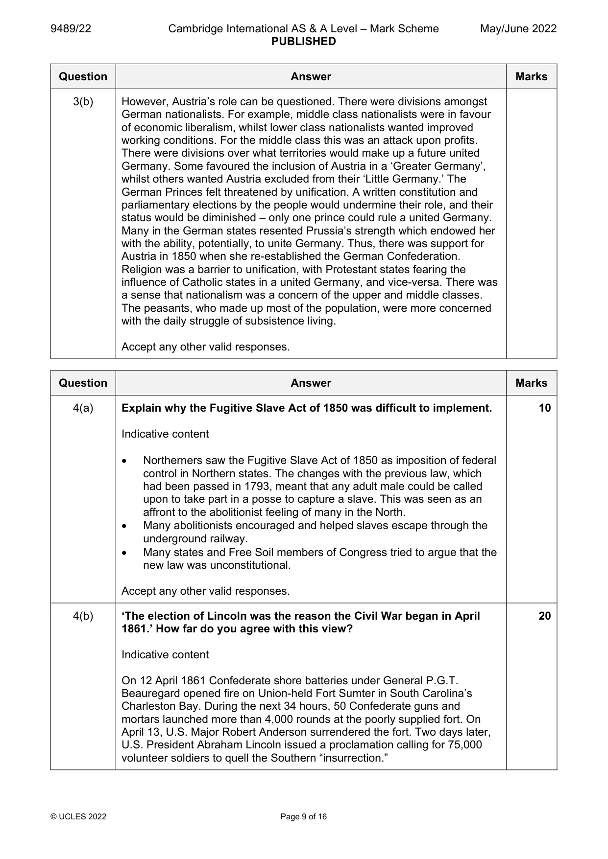 Mark scheme, page 9 of 16